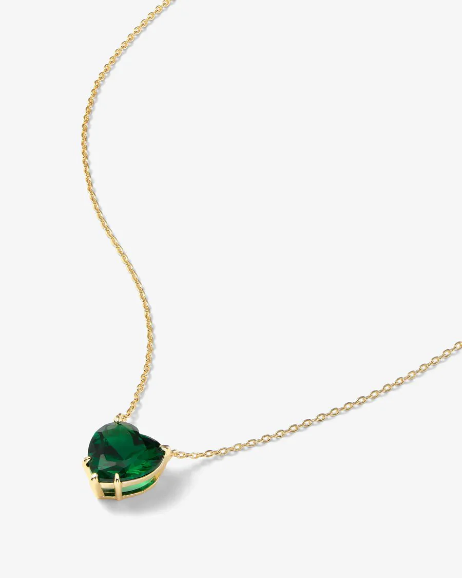 Adore You Gold Plated Emerald Heart Necklace - Image 4