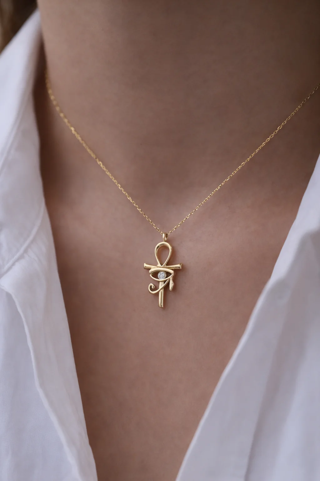 Ankh Zircon Stone Necklace - Image 3