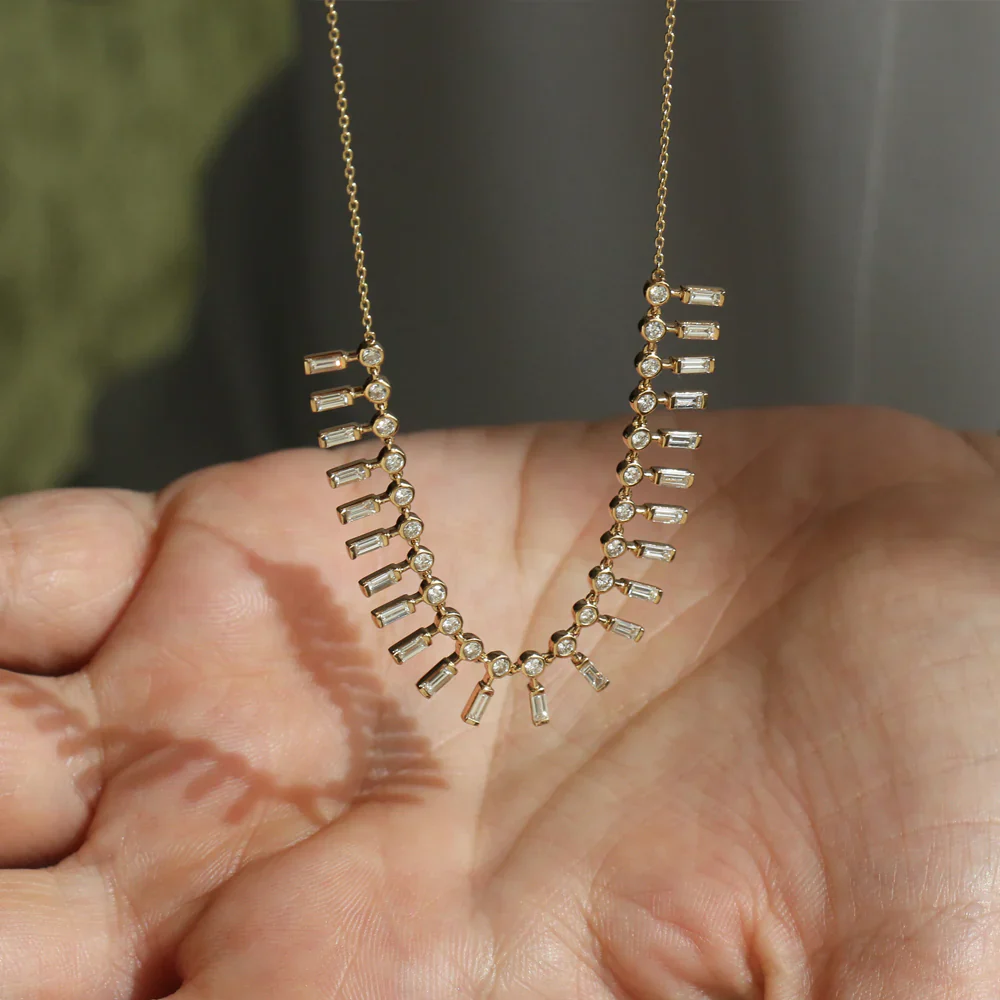 Queen’s Radiance Baguette Zircon Necklace - Image 4