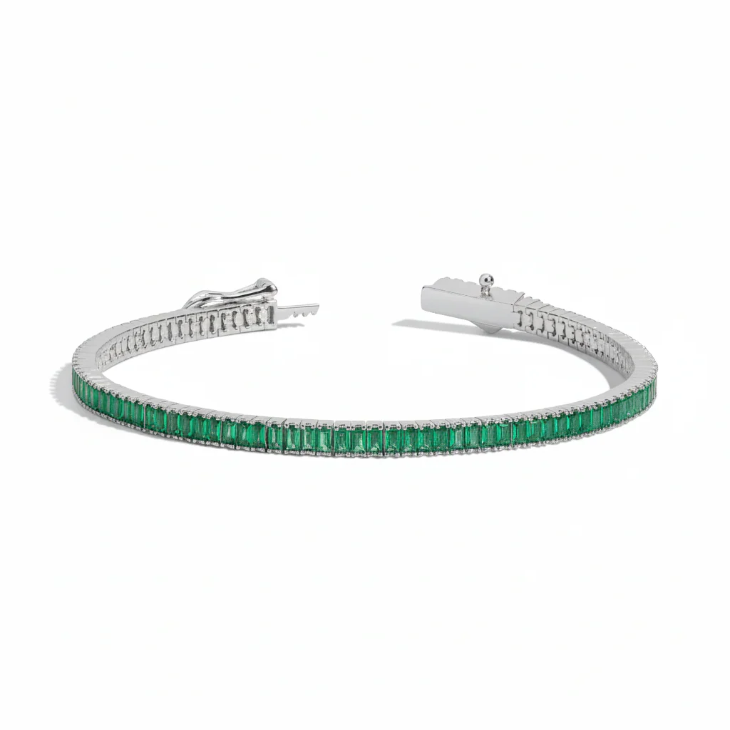 Emerald Baguette Tennis Bracelet - Image 7