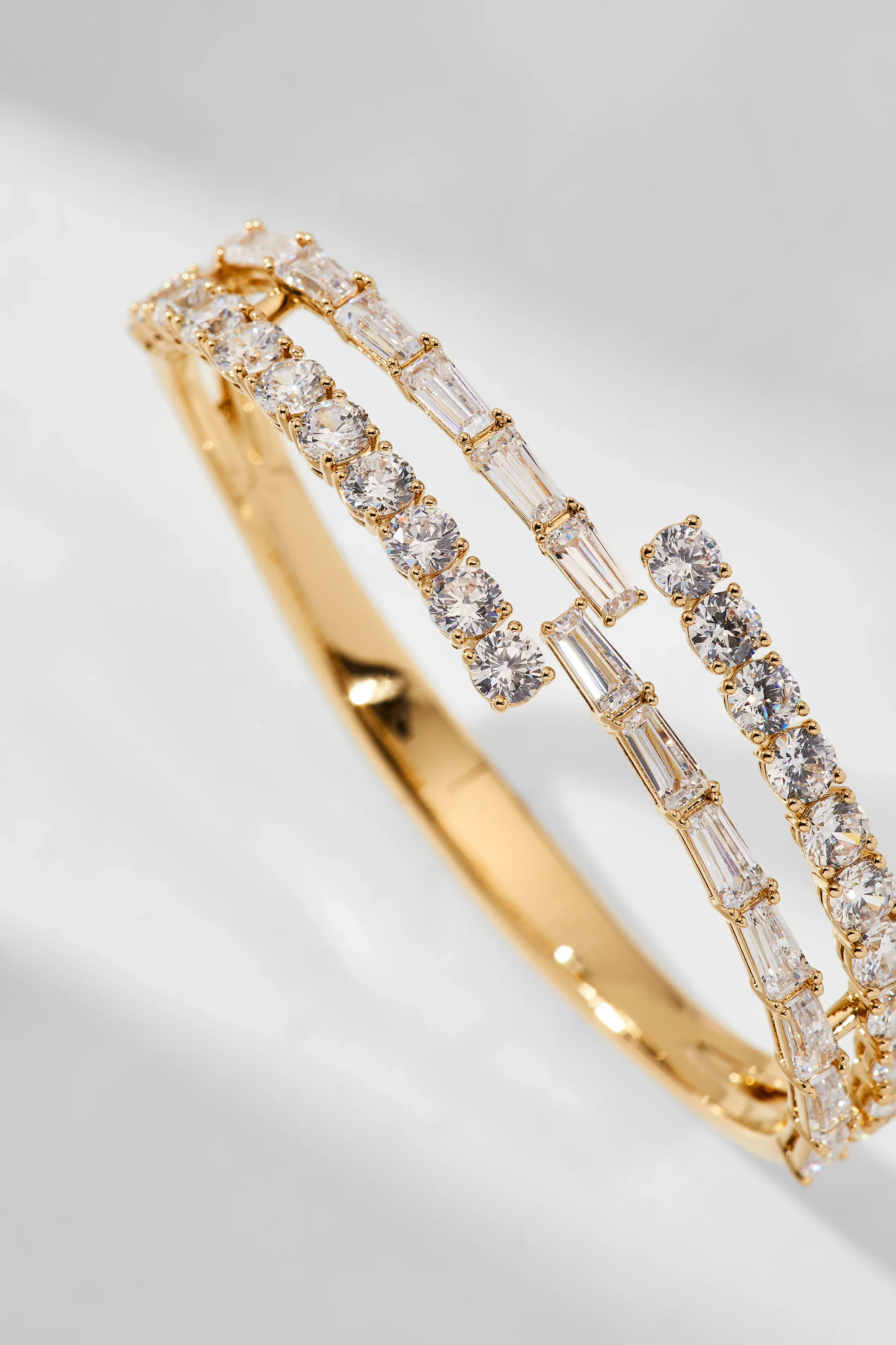 Baguette & Round Stones Bangle - Image 2