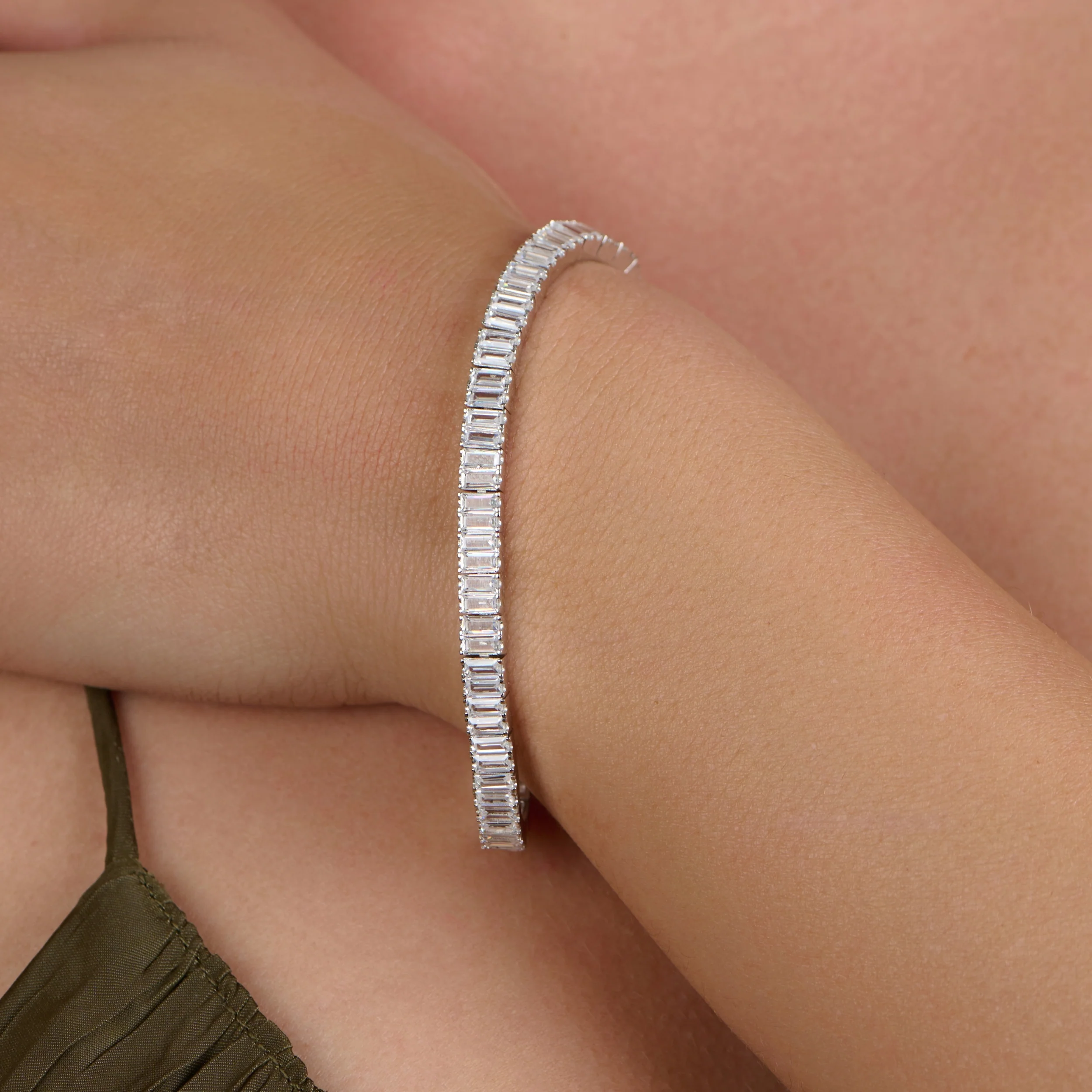 White Baguette Tennis Bracelet - Image 3