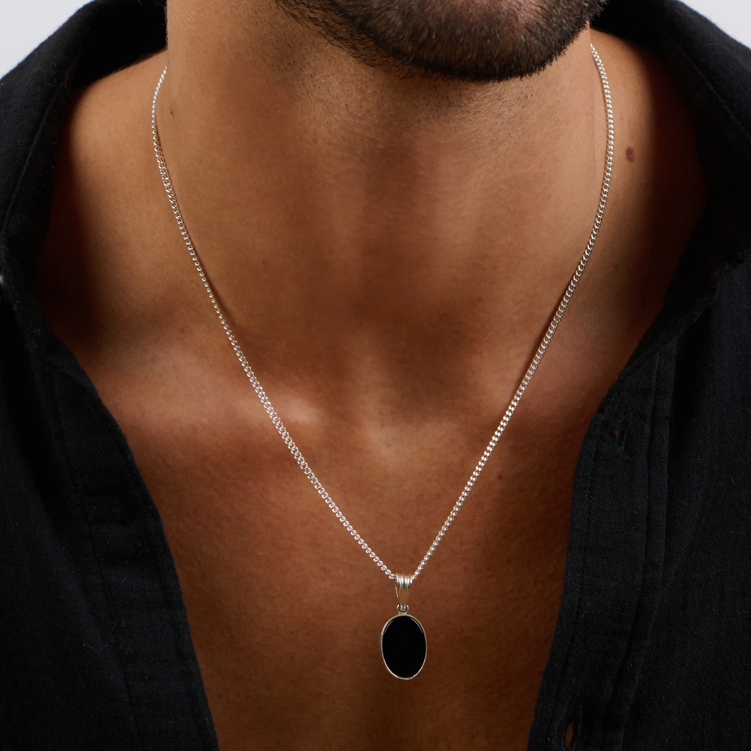 Elegant Black Onyx Oval Pendant Necklace - Image 3