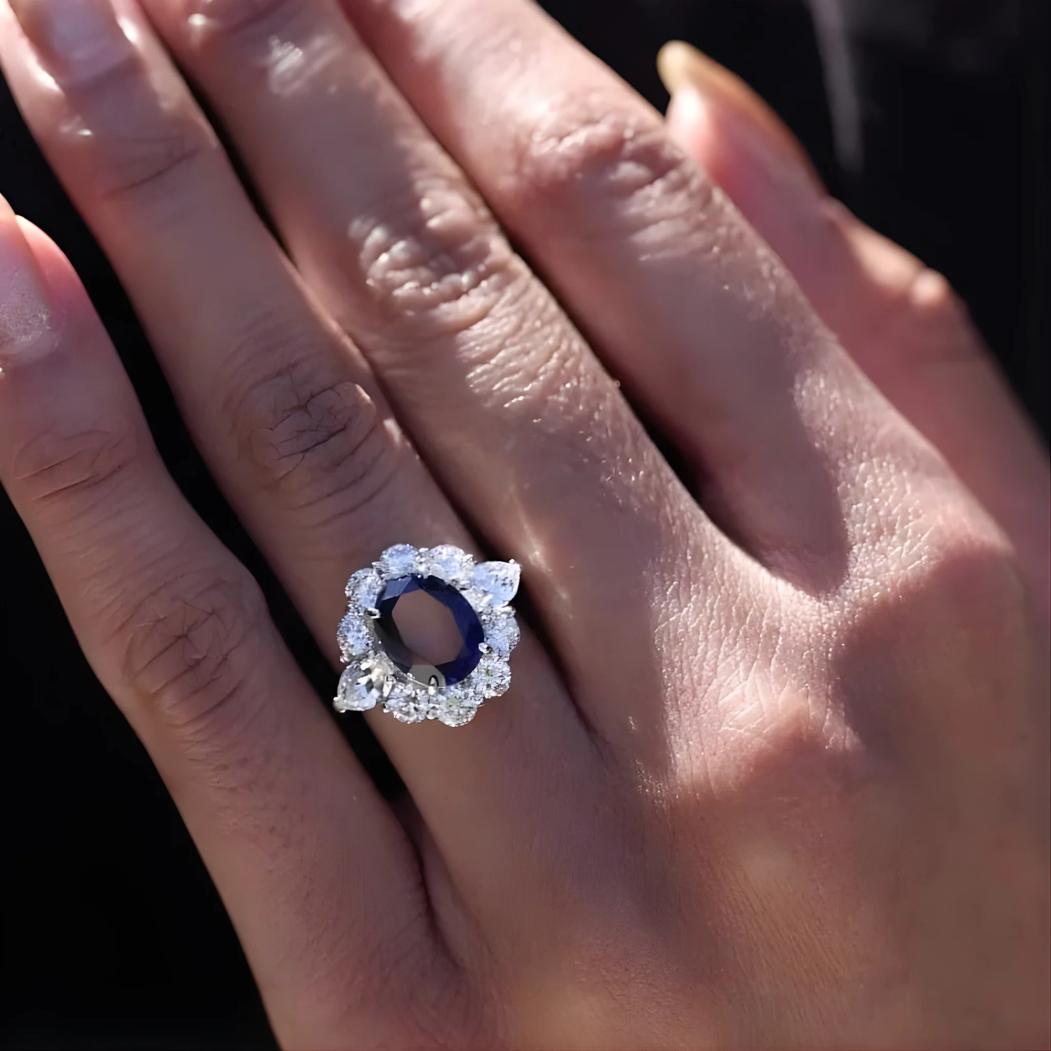 Art Deco Blue Sapphire Ring - Image 3