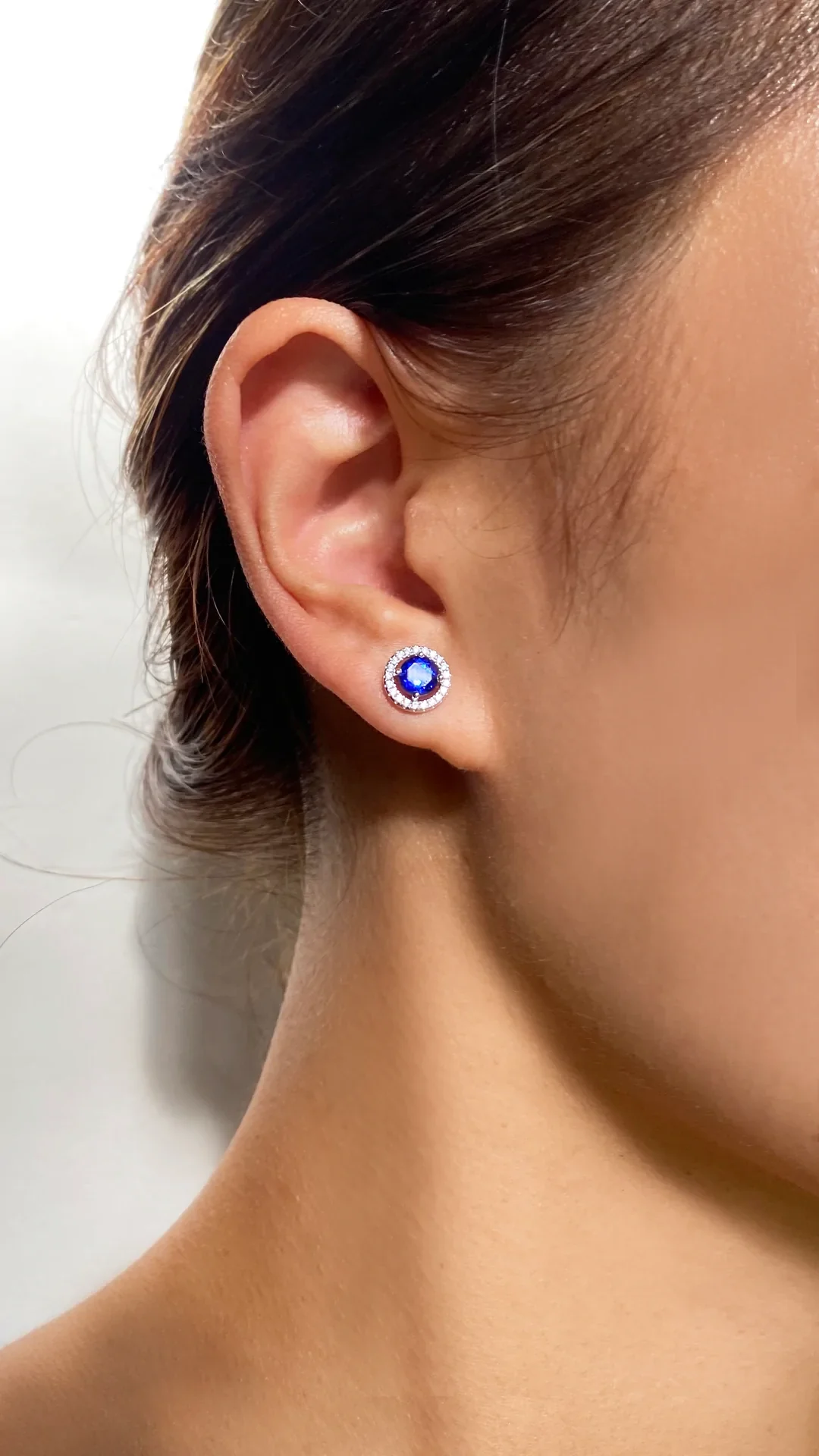 Blue Sapphire Round Earrings - Image 2
