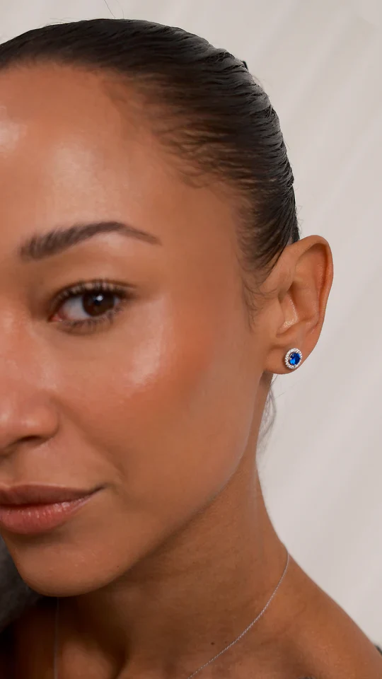 Blue Sapphire Round Earrings - Image 4