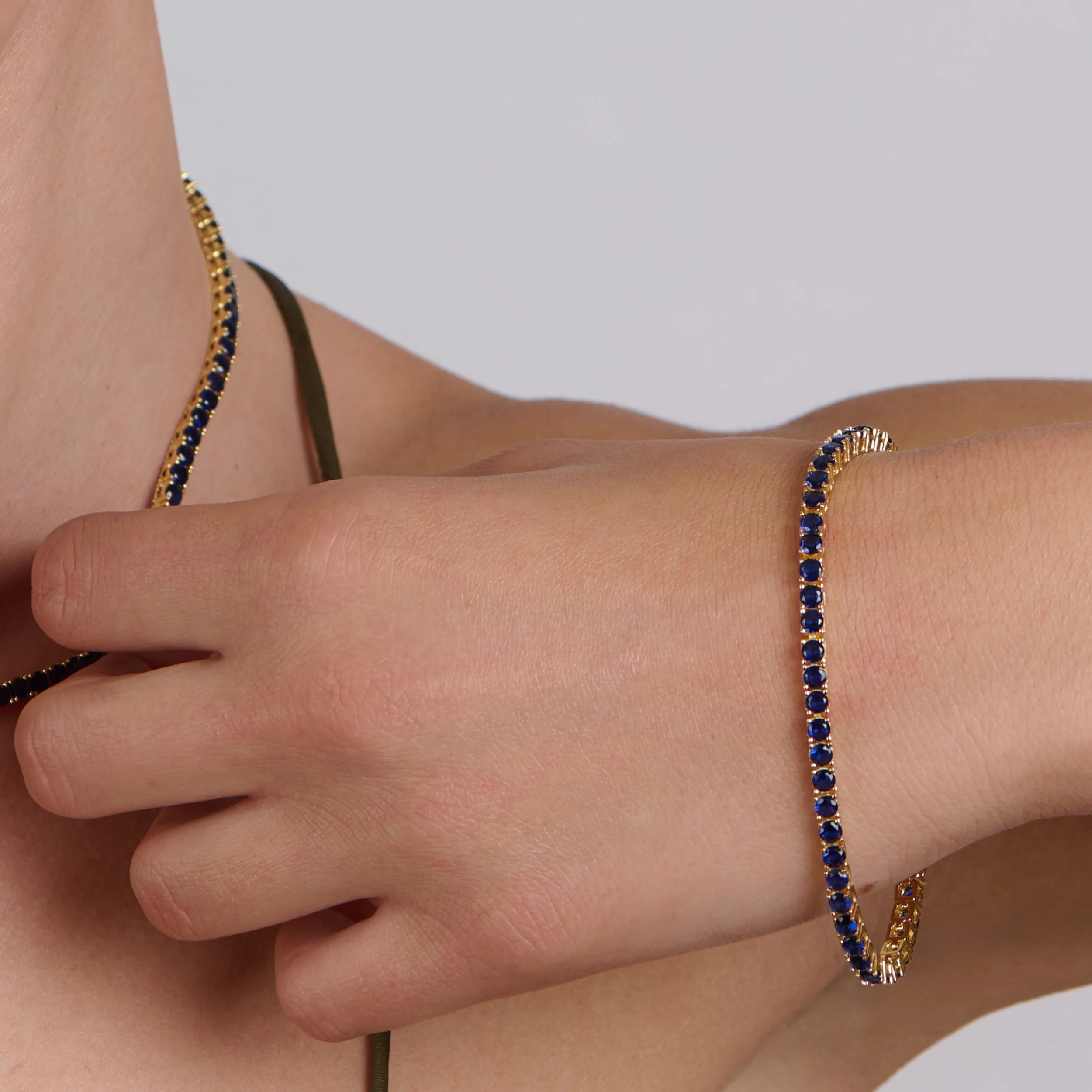 Gold Plated Sapphire Tennis Bracelet - Image 3