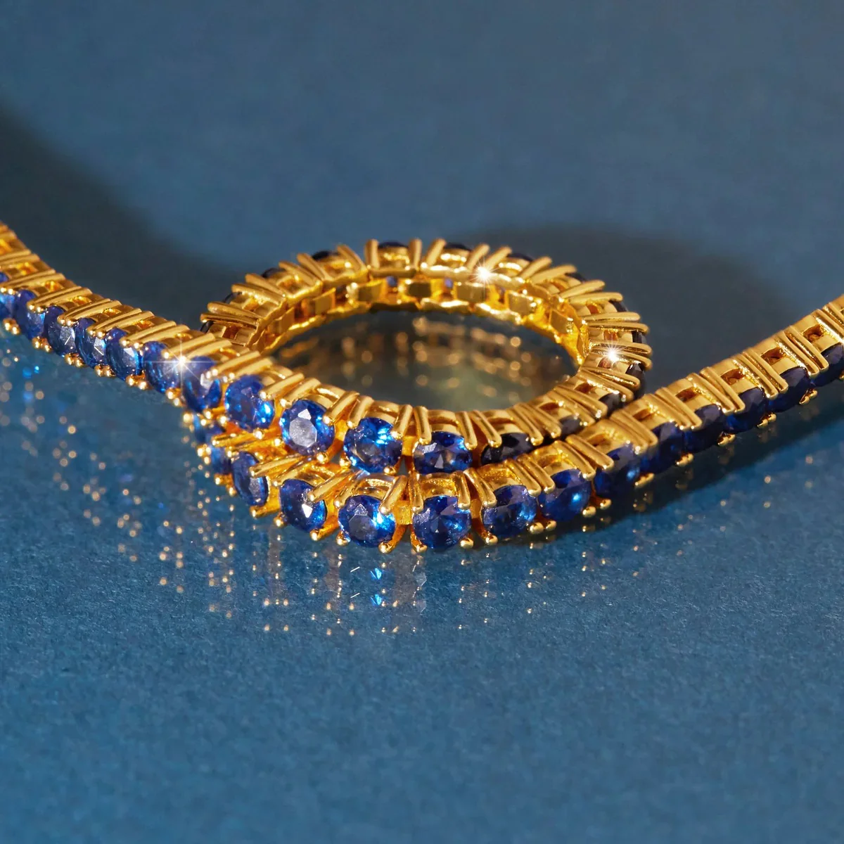 Gold Plated Sapphire Tennis Bracelet - Image 5