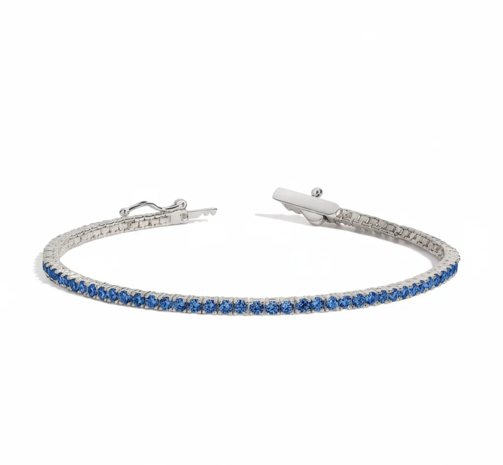 Gold Plated Sapphire Tennis Bracelet - Image 8