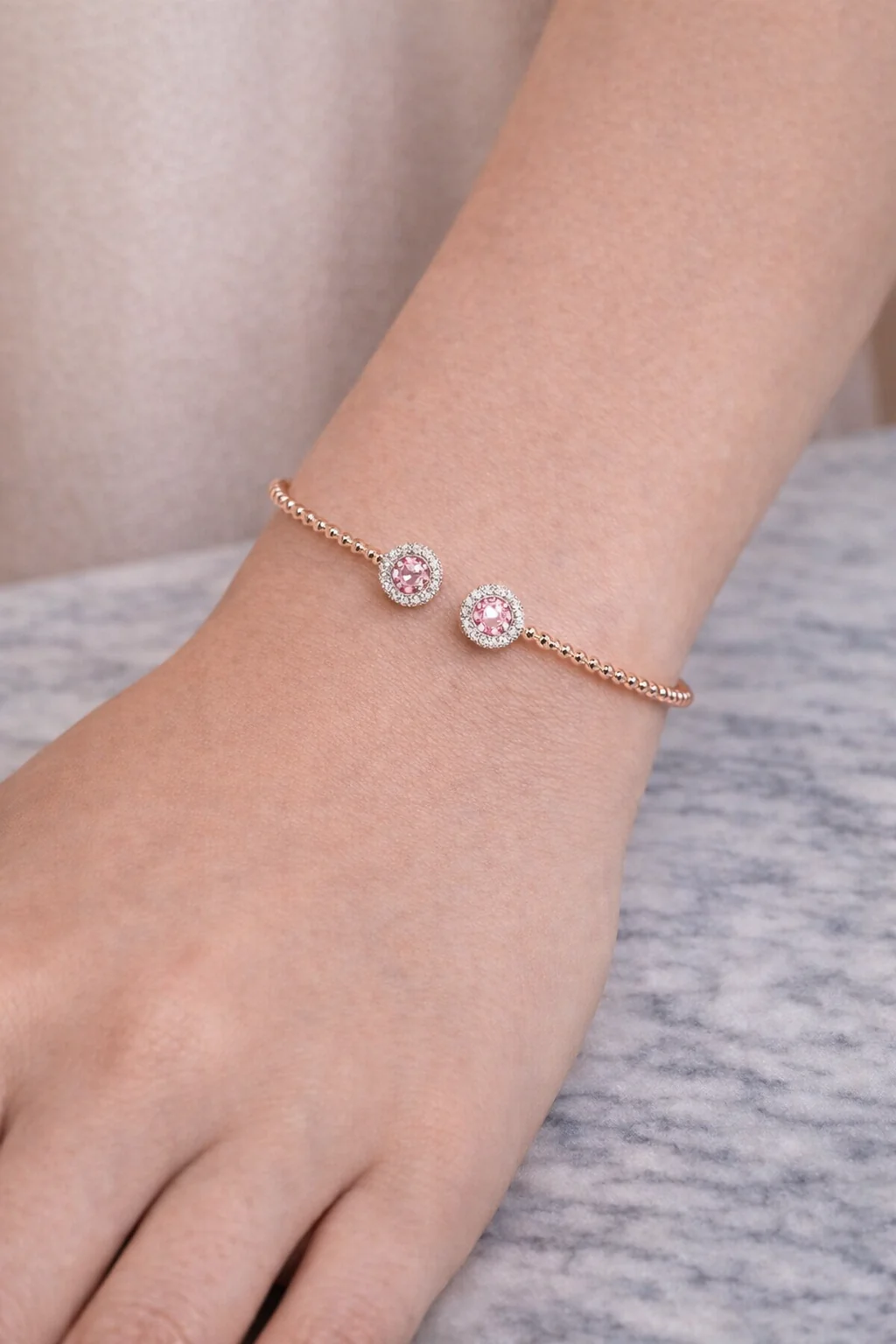 Blushed Pink Zircon Bangle - Image 3
