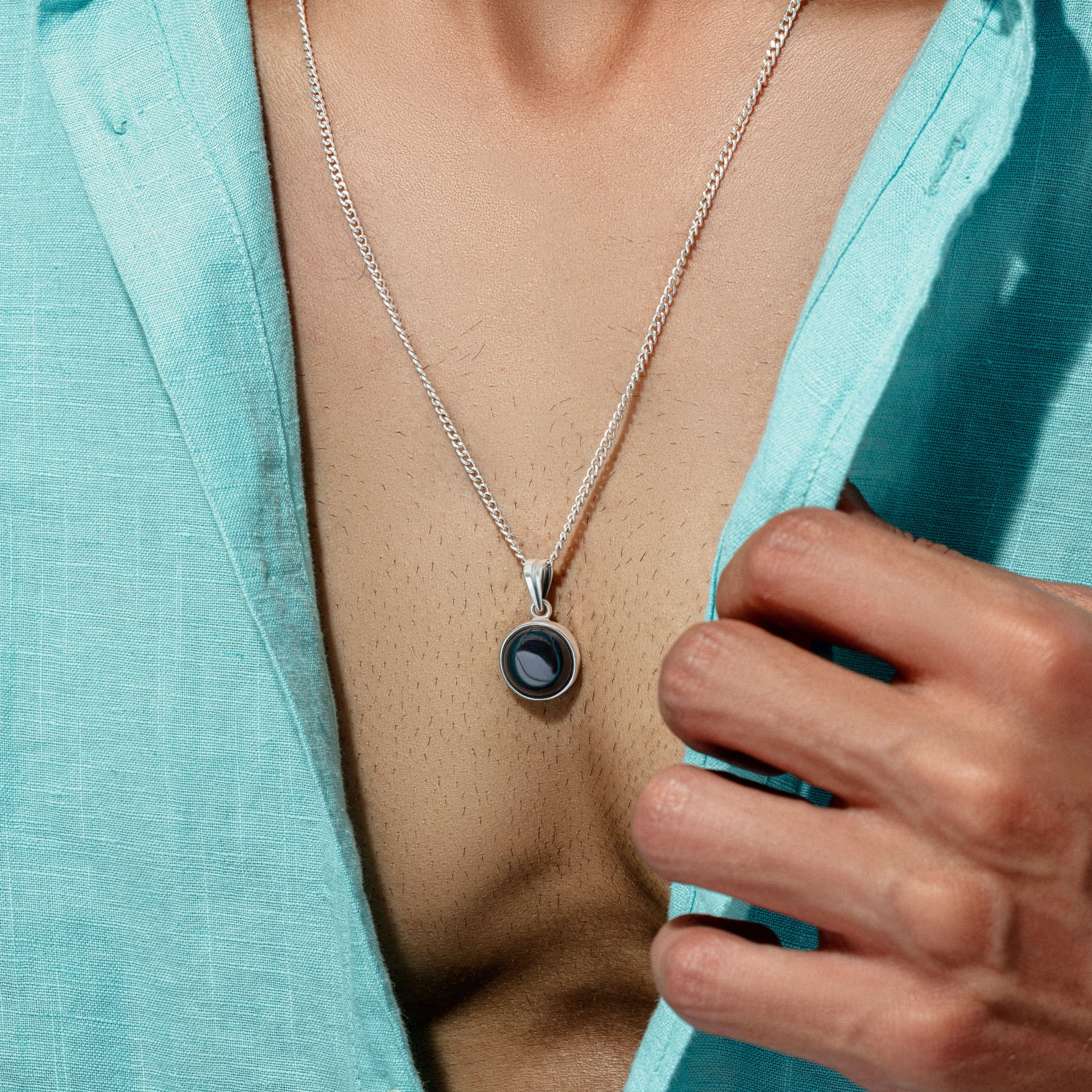Black Round Men Pendant - Image 4