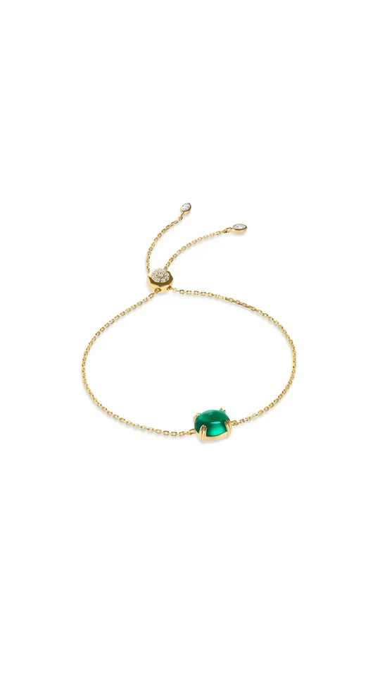 Glossy Cabochon Emerald Bracelet - Image 5