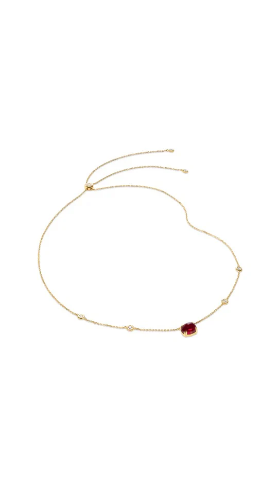 Glossy Ruby Cabochon Necklace - Image 6