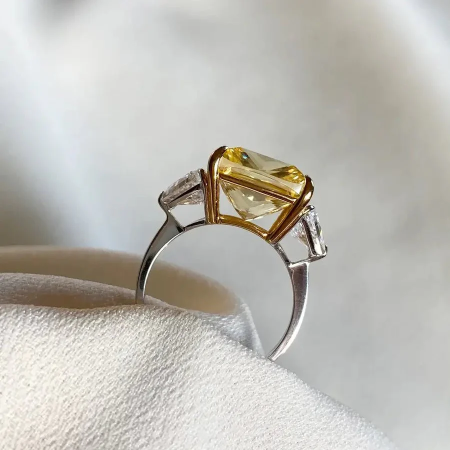 Canary Cushion Cut Yellow Zircon Ring - Image 3