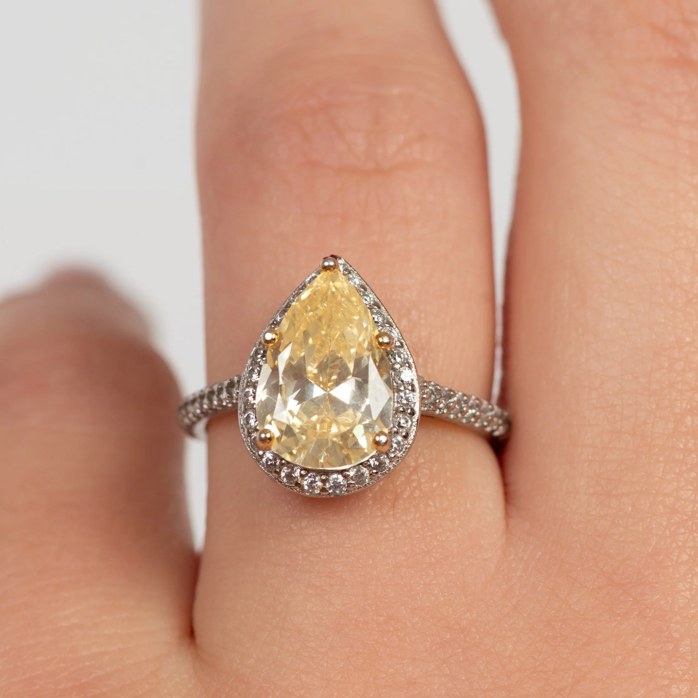 Canary Pear Yellow Zircon Ring - Image 3