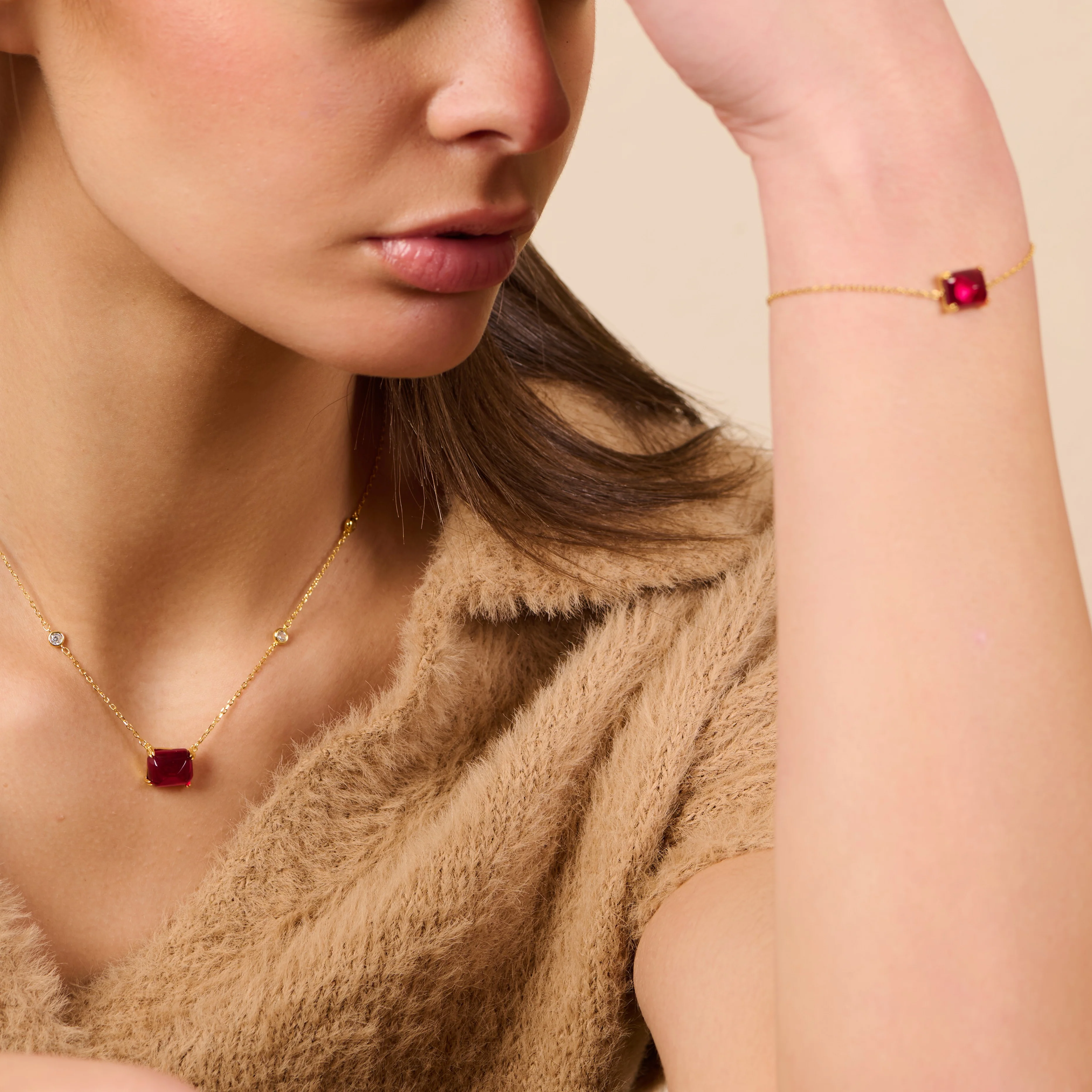 Cherry On Top Ruby Necklace & Bracelet Set - Image 2