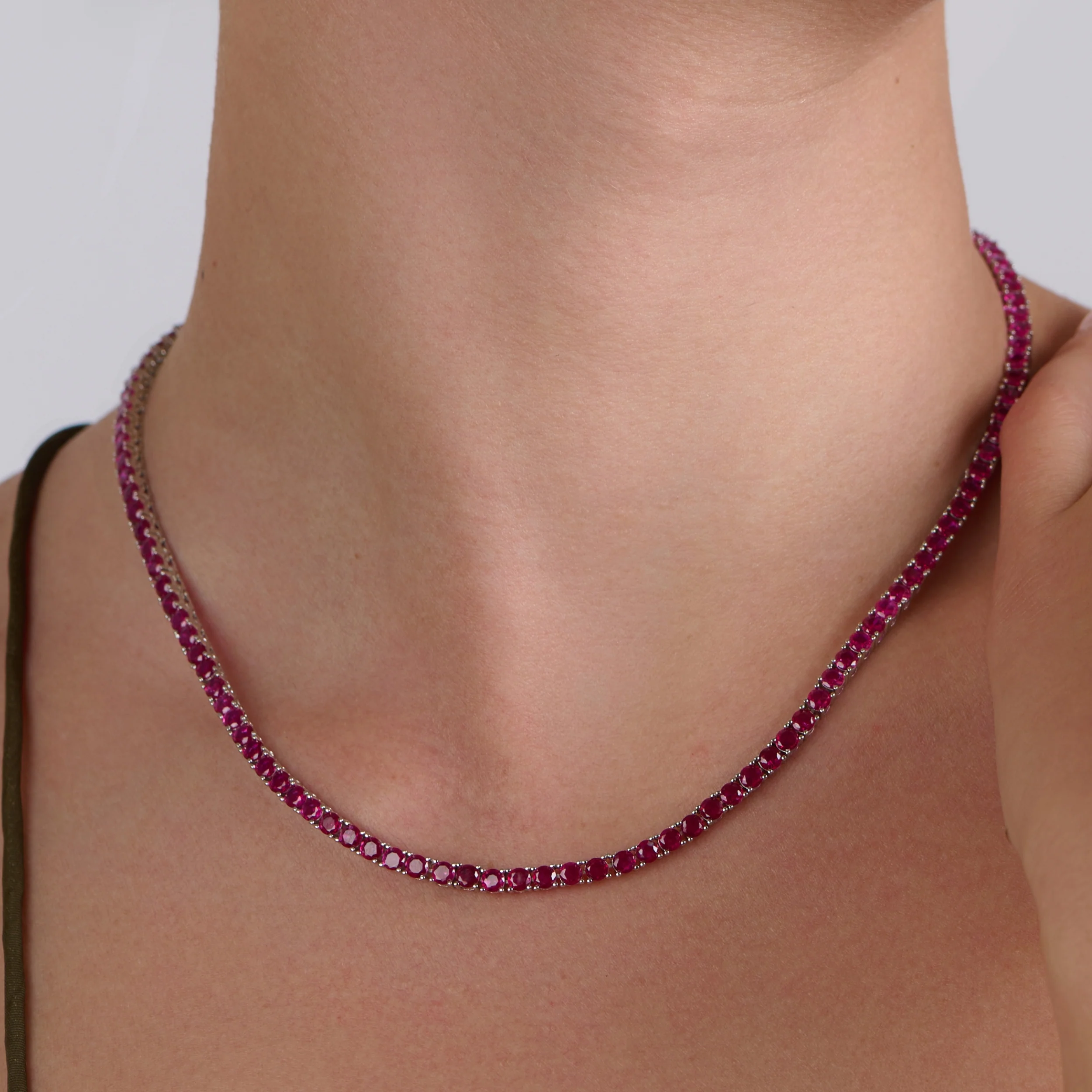 Crimson Radiance Tennis Necklace & Bracelet Set - Image 4