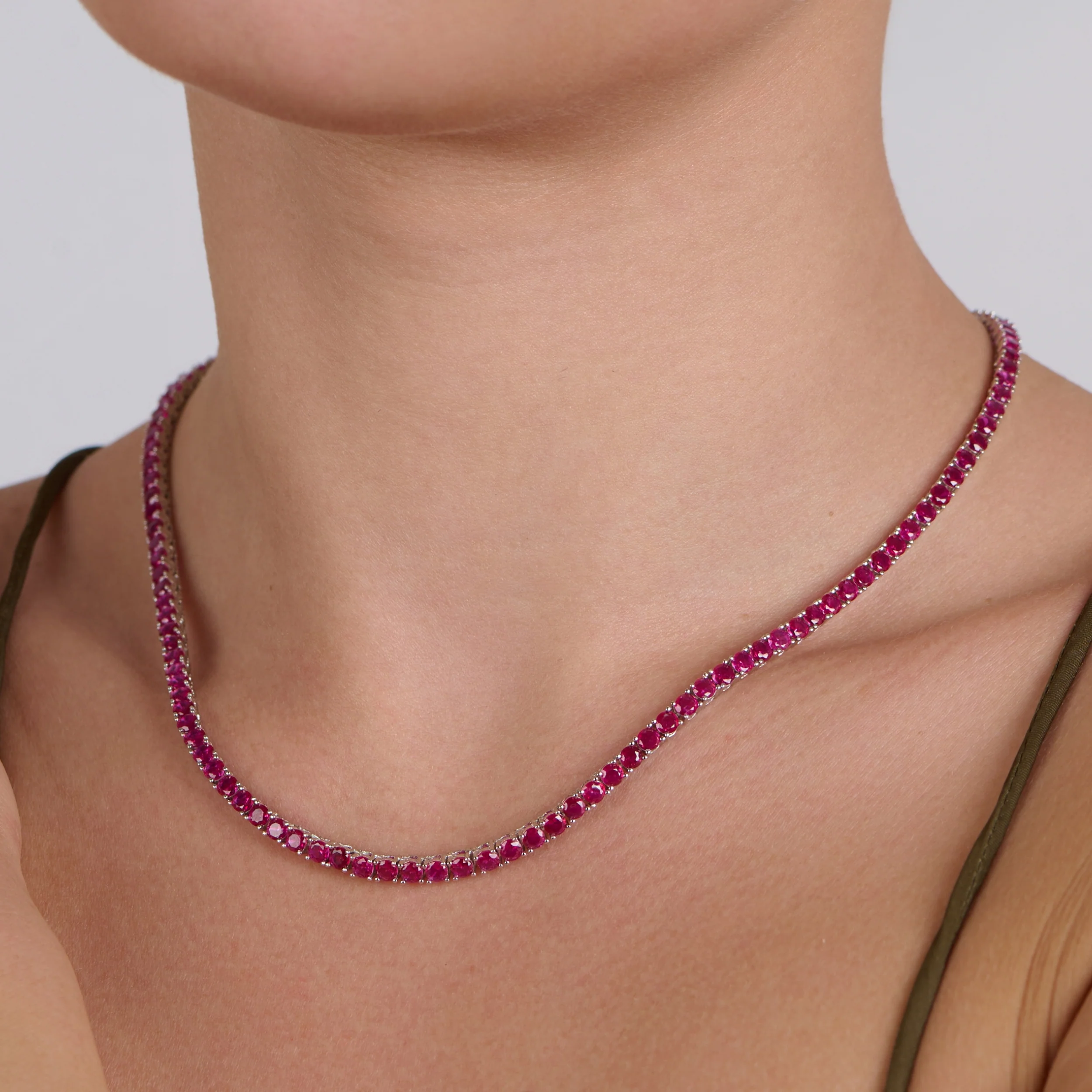 Crimson Radiance Tennis Necklace & Bracelet Set - Image 5