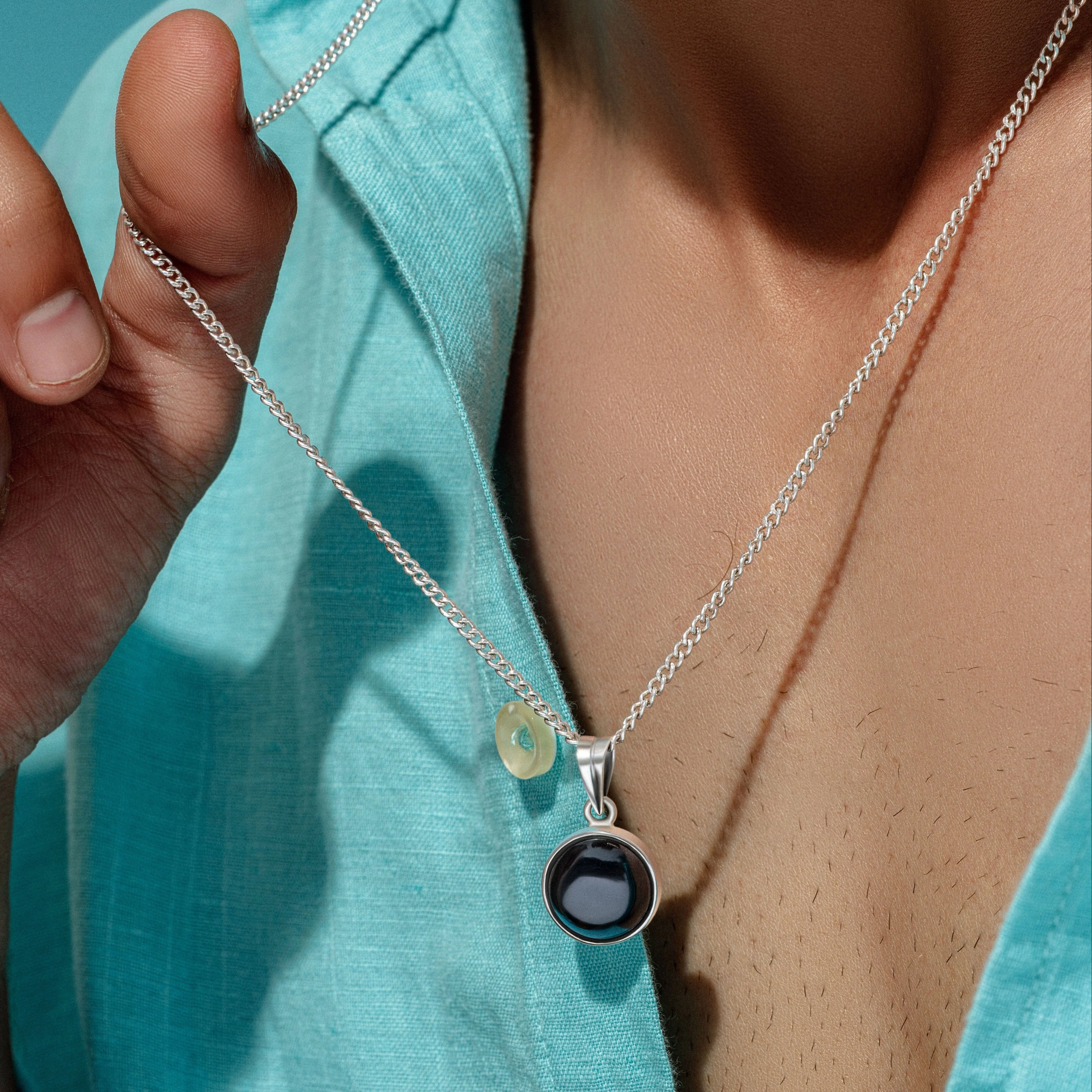 Black Round Men Pendant - Image 5