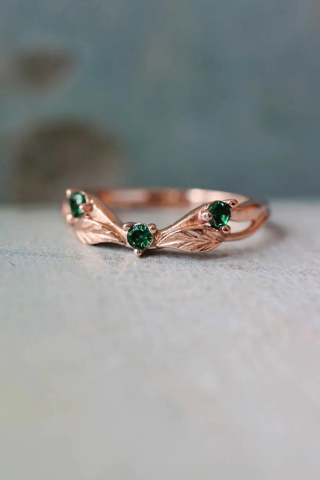Curved Emerald Stone Band - Image 3