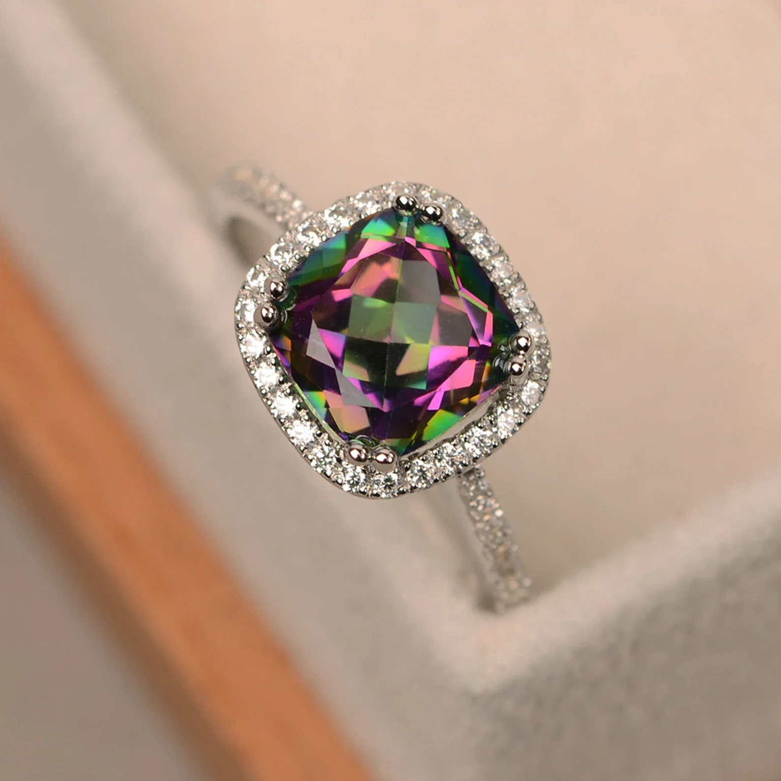 Cushion Cut Mystic Topaz Ring - Image 3