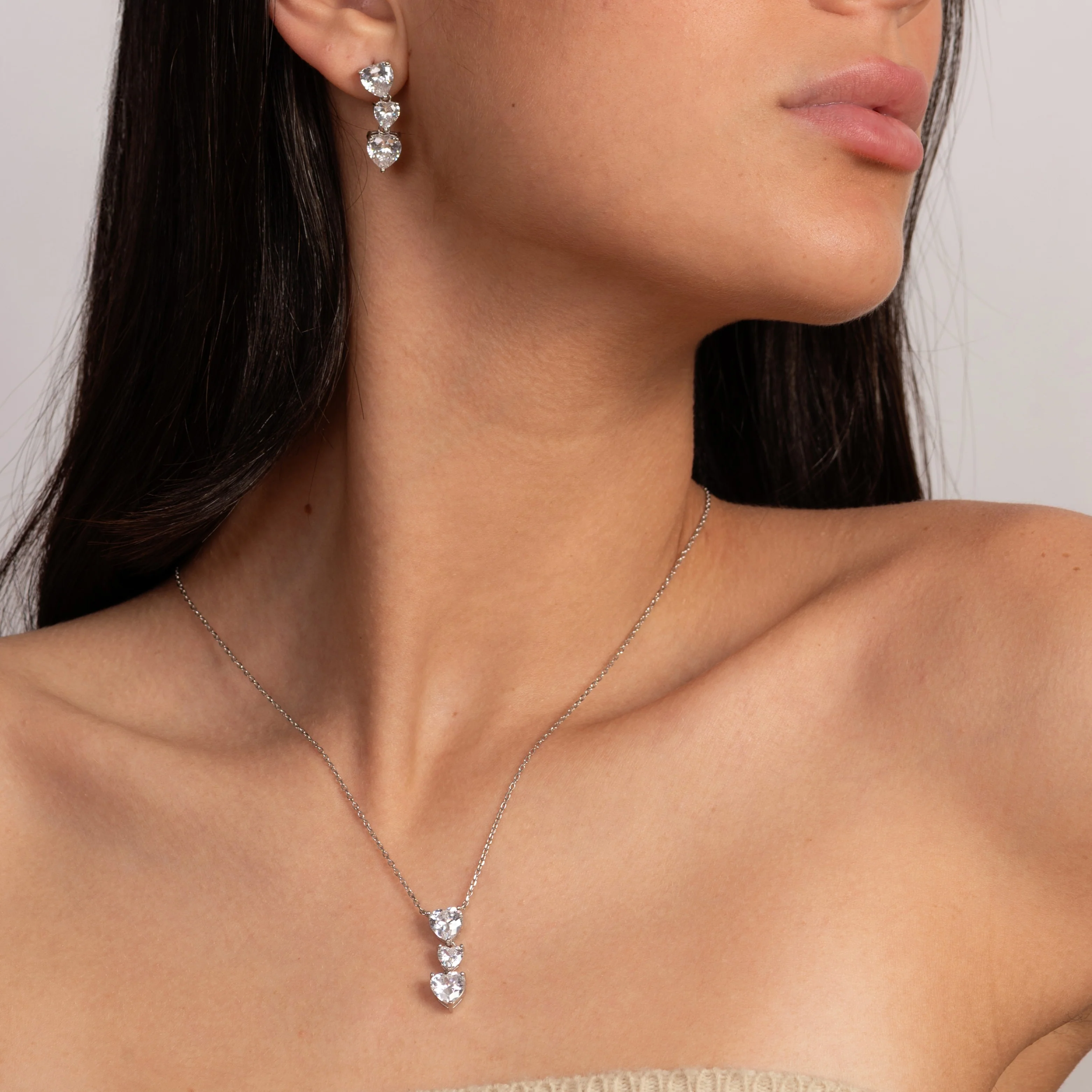 Deeply In Love Heart Zircon Necklace & Earring Set - Image 2