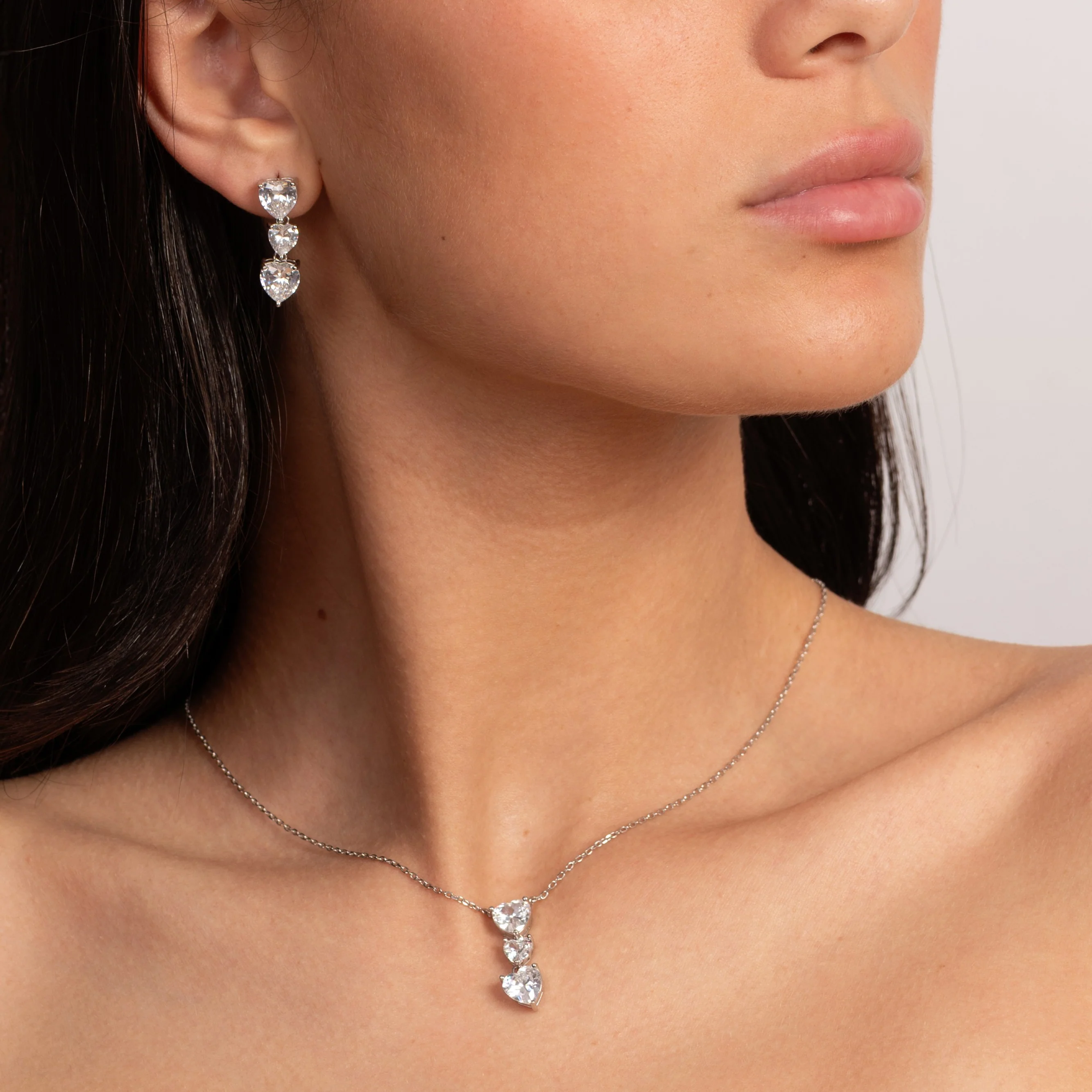 Deeply In Love Heart Zircon Necklace & Earring Set - Image 3