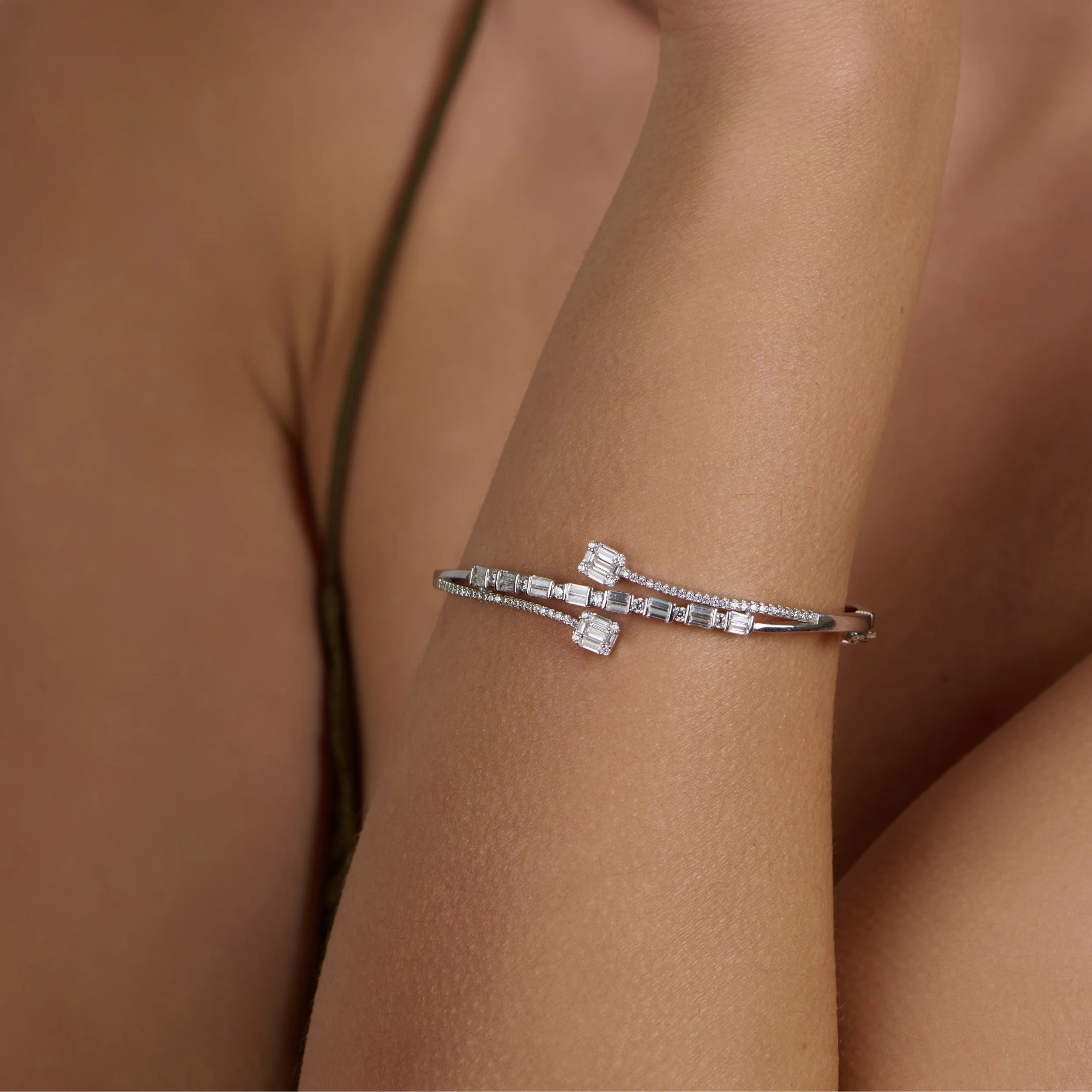 Double Bar Open Cuff Bracelet - Image 2