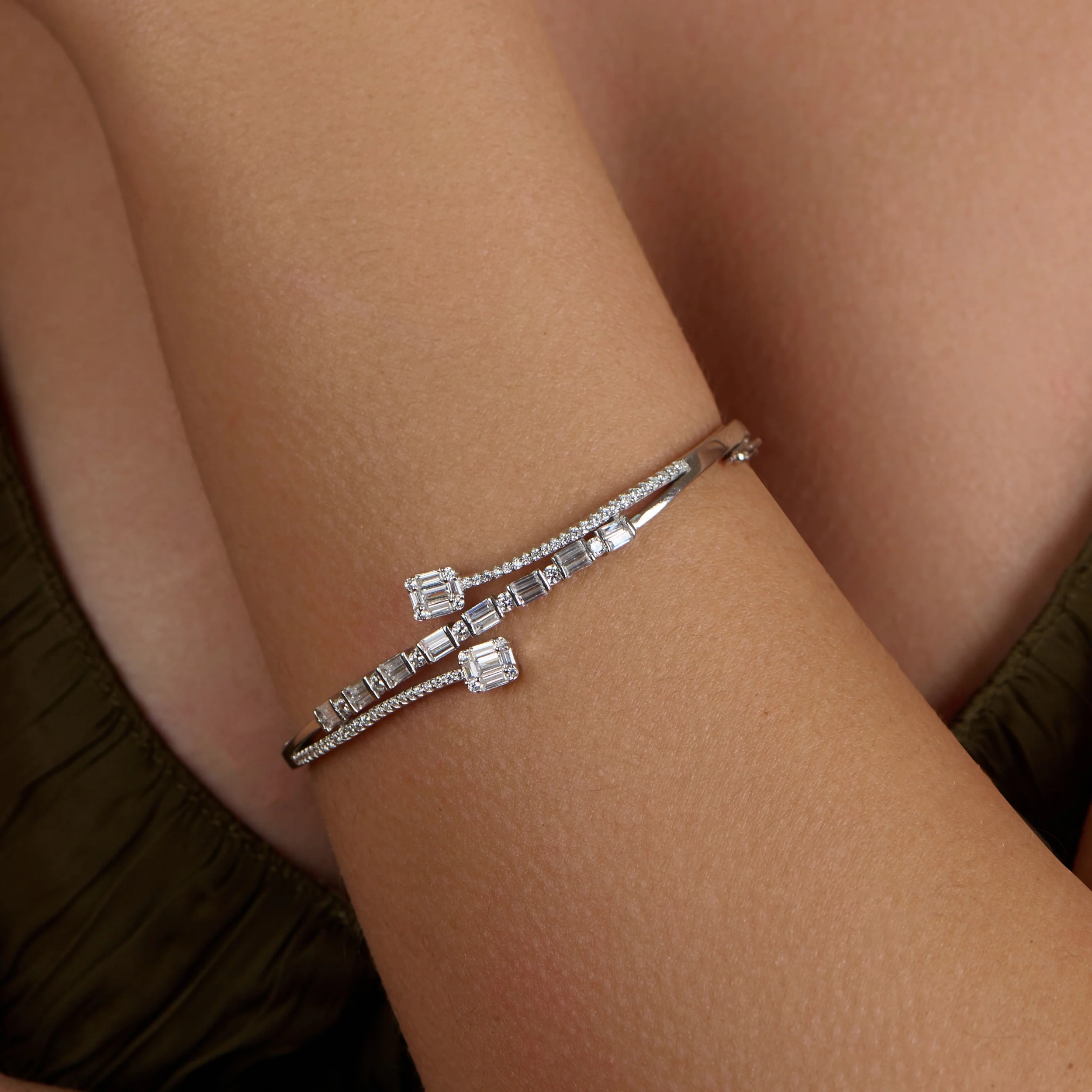 Double Bar Open Cuff Bracelet - Image 3