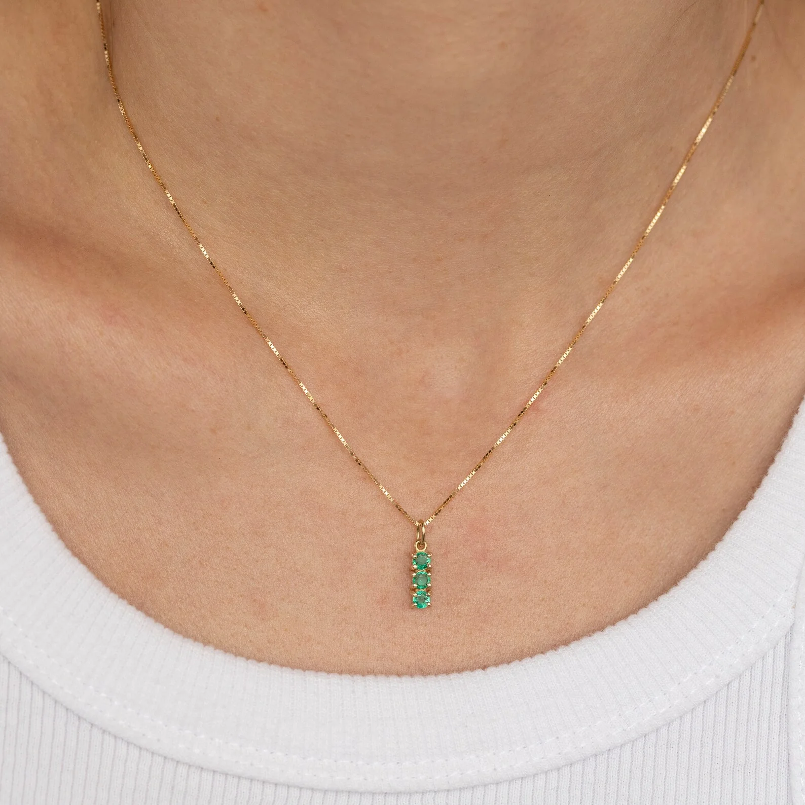 Emerald Trio Bar Necklace - Image 2