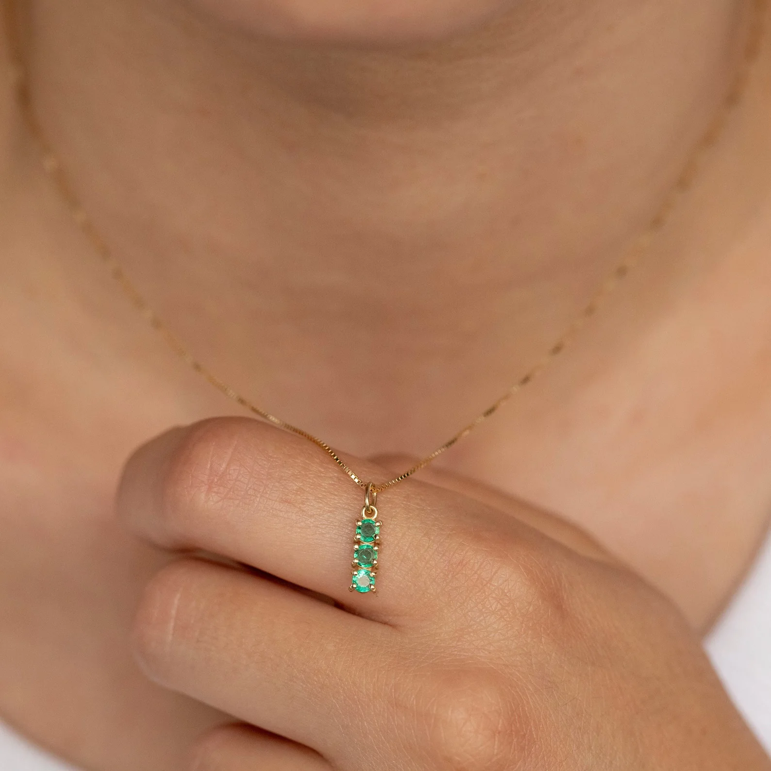 Emerald Trio Bar Necklace - Image 3