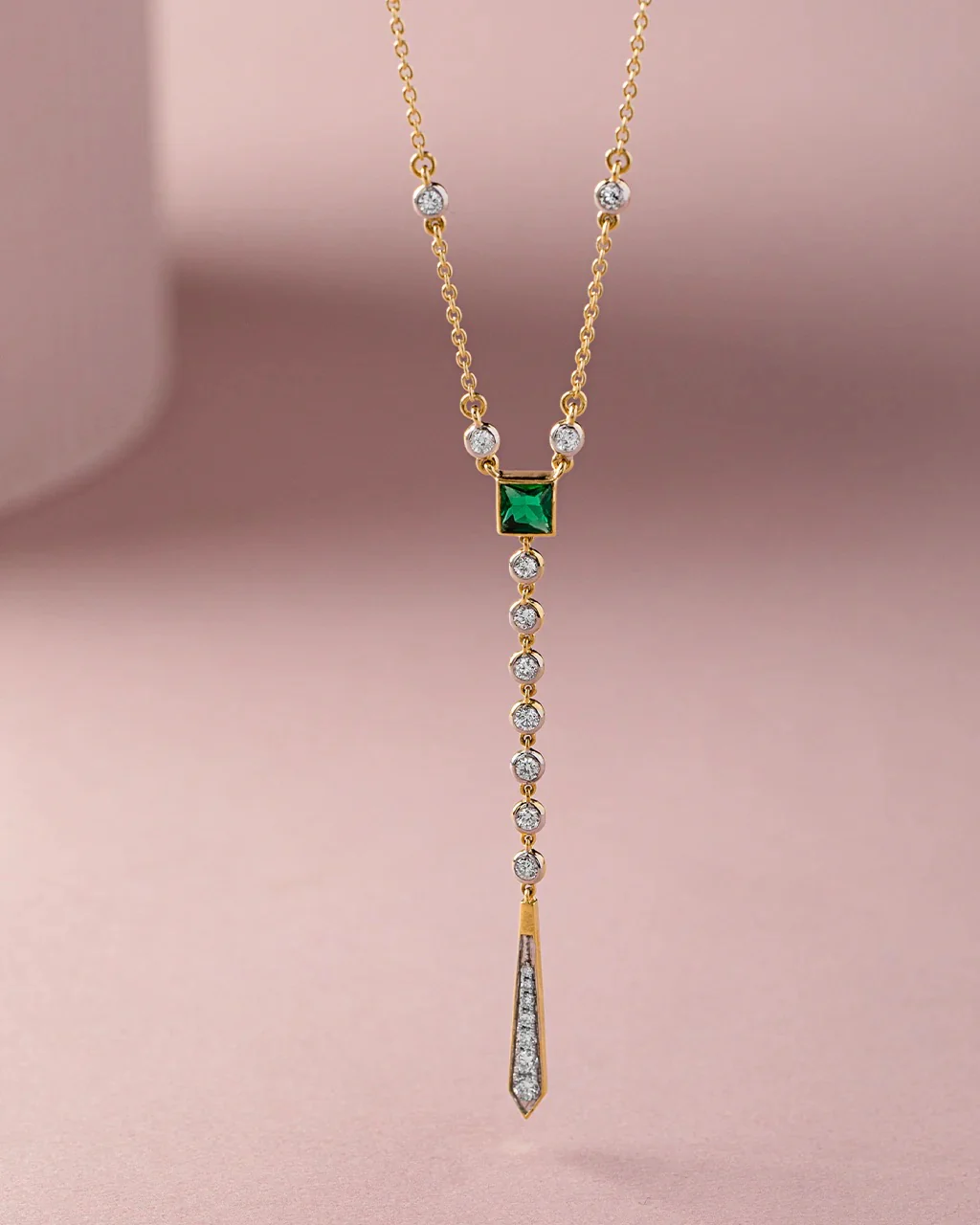 Created Emerald Lariat Necklace - Image 3