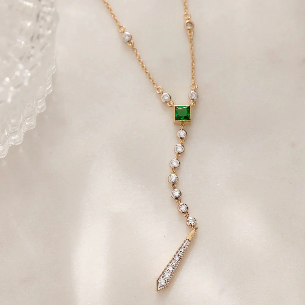 Created Emerald Lariat Necklace - Image 4