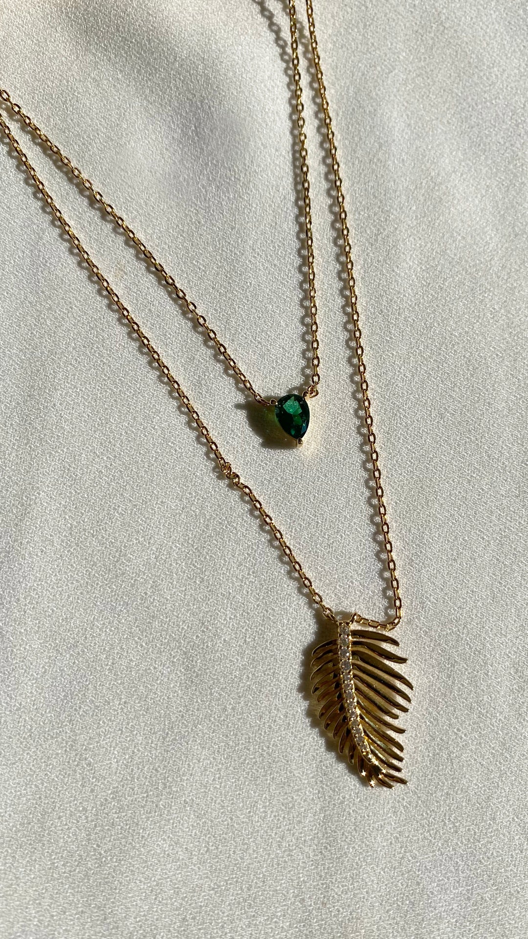 Bali Emerald Stone Layered Necklace - Image 3