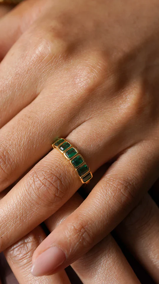 Fancy Emerald Stones Ring - Image 6