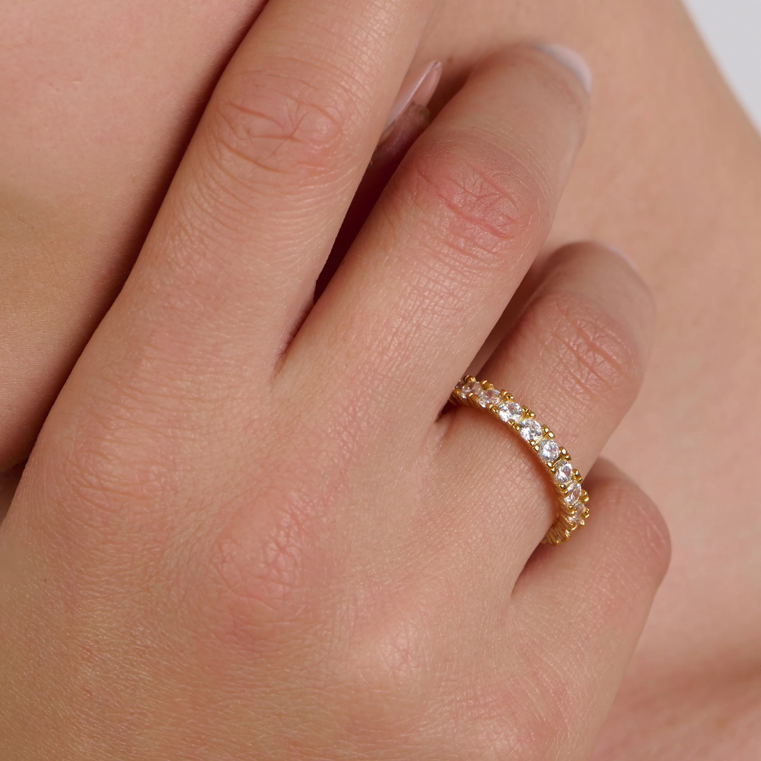 Fairy Lights Gold Plated Zircon Wedding Band - Image 2