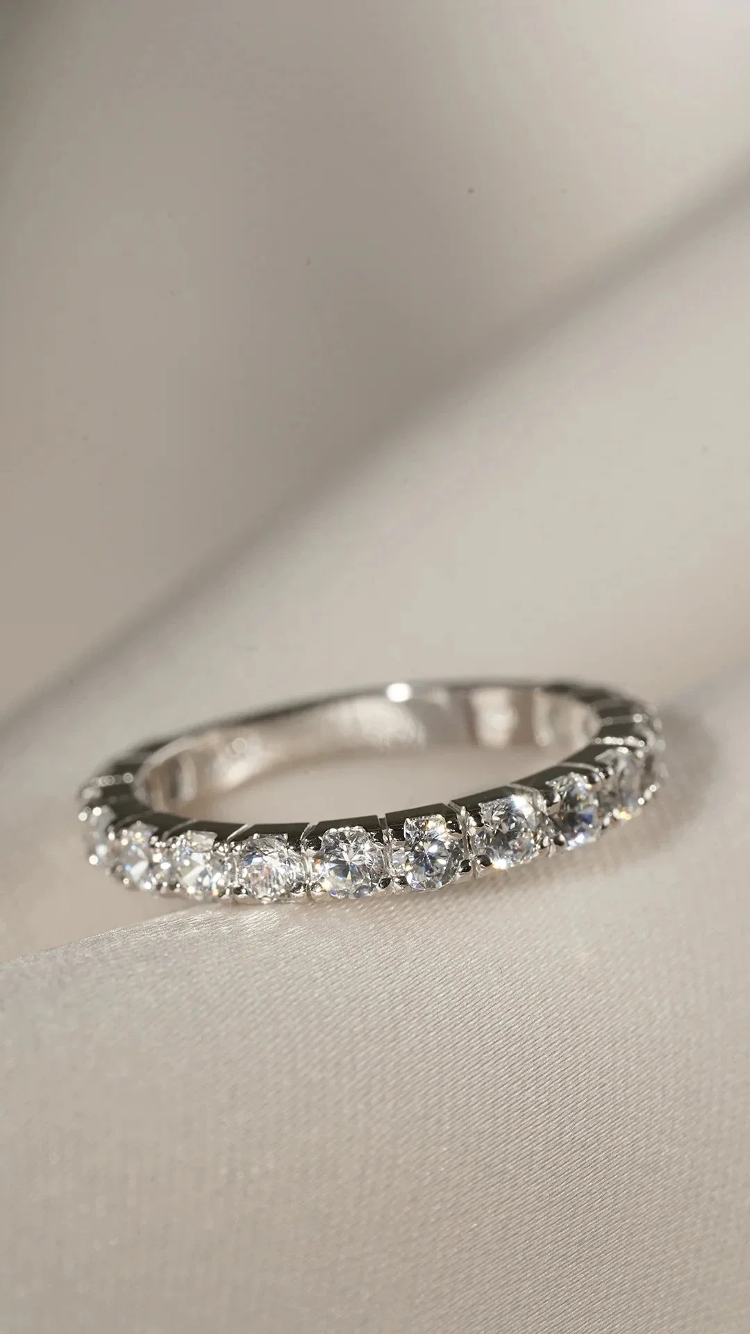 Fairy Lights Zircon Silver Wedding Band - Image 6