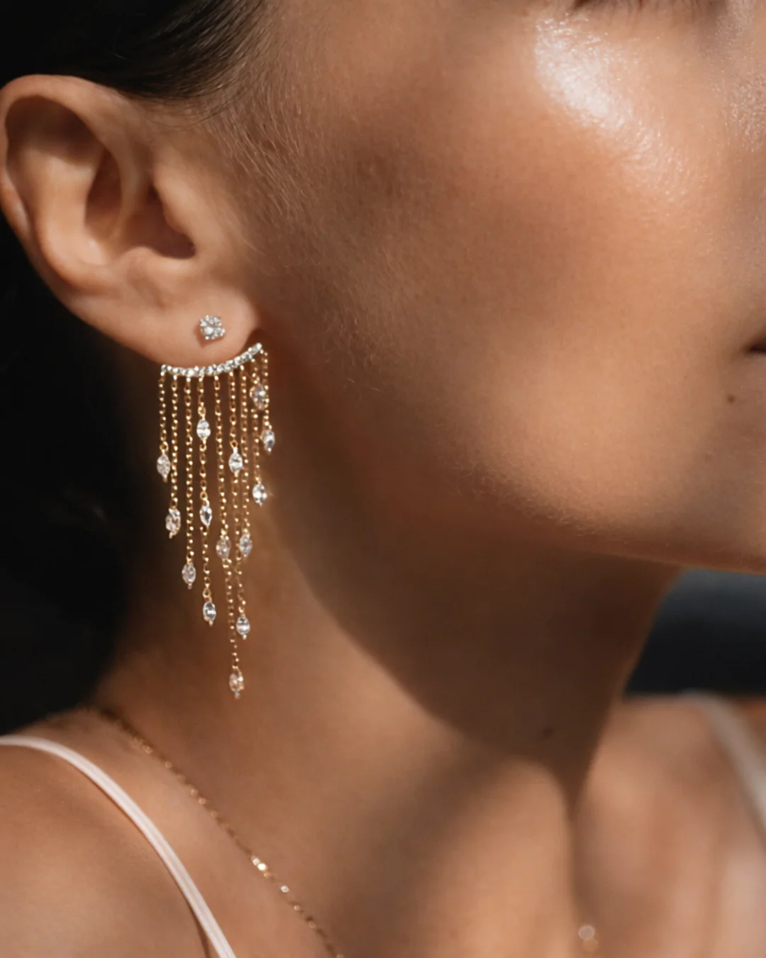 Fancy Gold Plated Zircon Stone Necklace And Earrings Set - Image 5