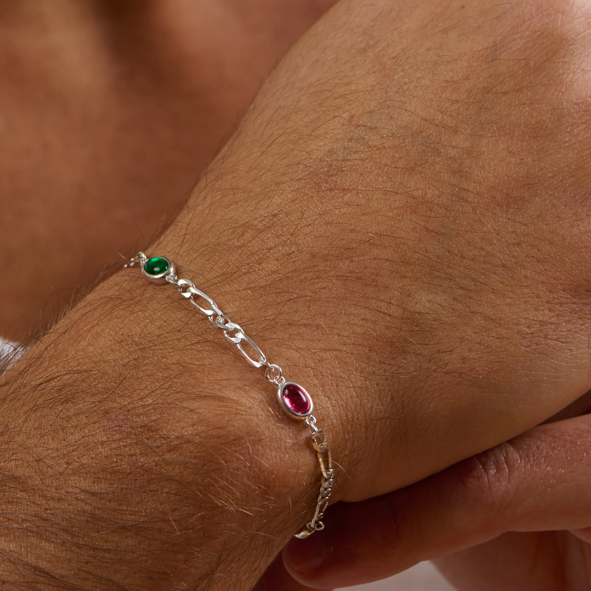 Multi Stone Figaro Men’s Bracelet - Image 2