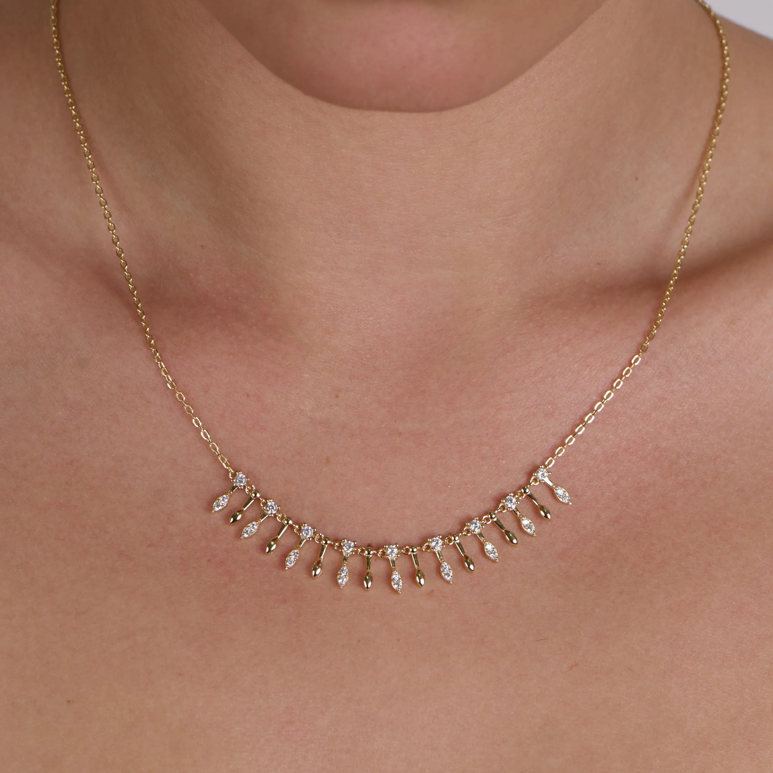 Golden Cascade Marquise Necklace - Image 2