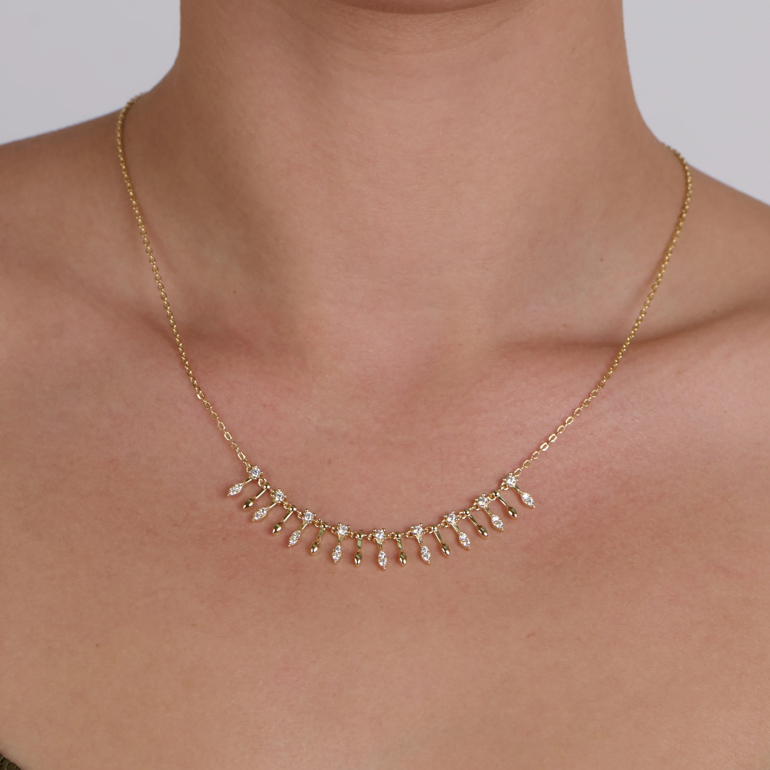 Golden Cascade Marquise Necklace - Image 3