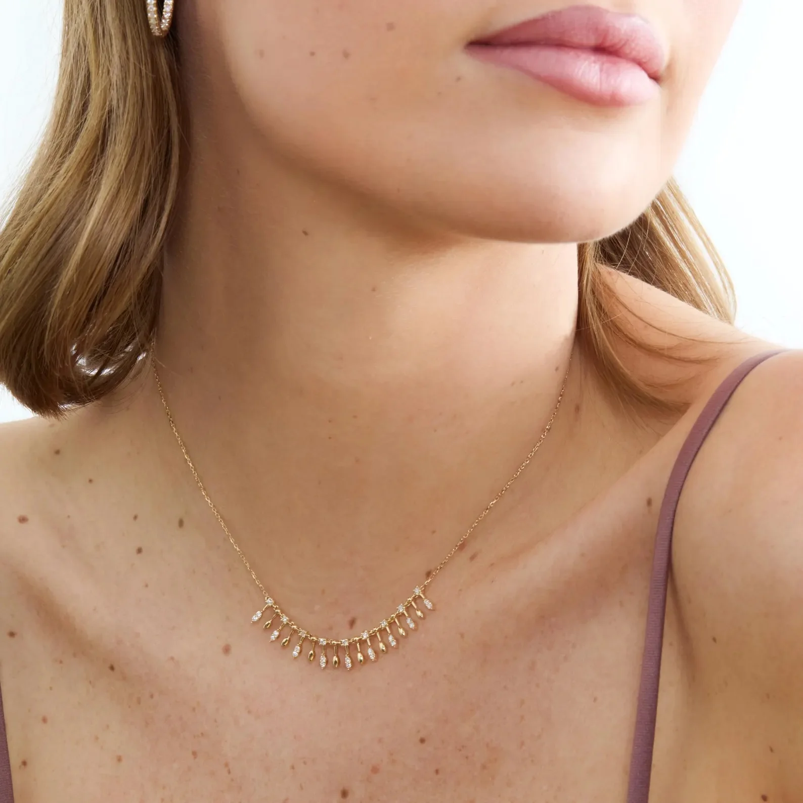 Golden Cascade Marquise Necklace - Image 4