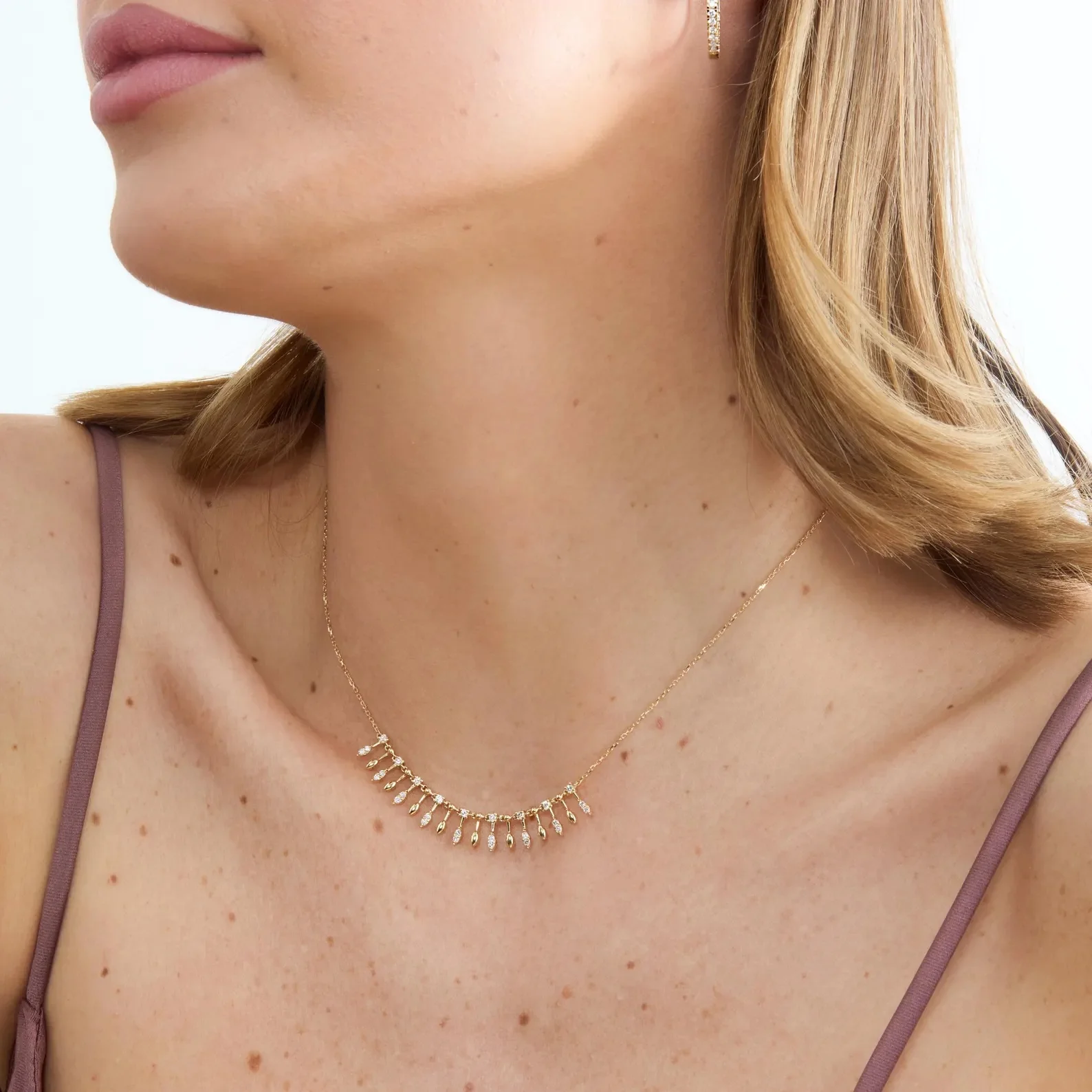 Golden Cascade Marquise Necklace - Image 5