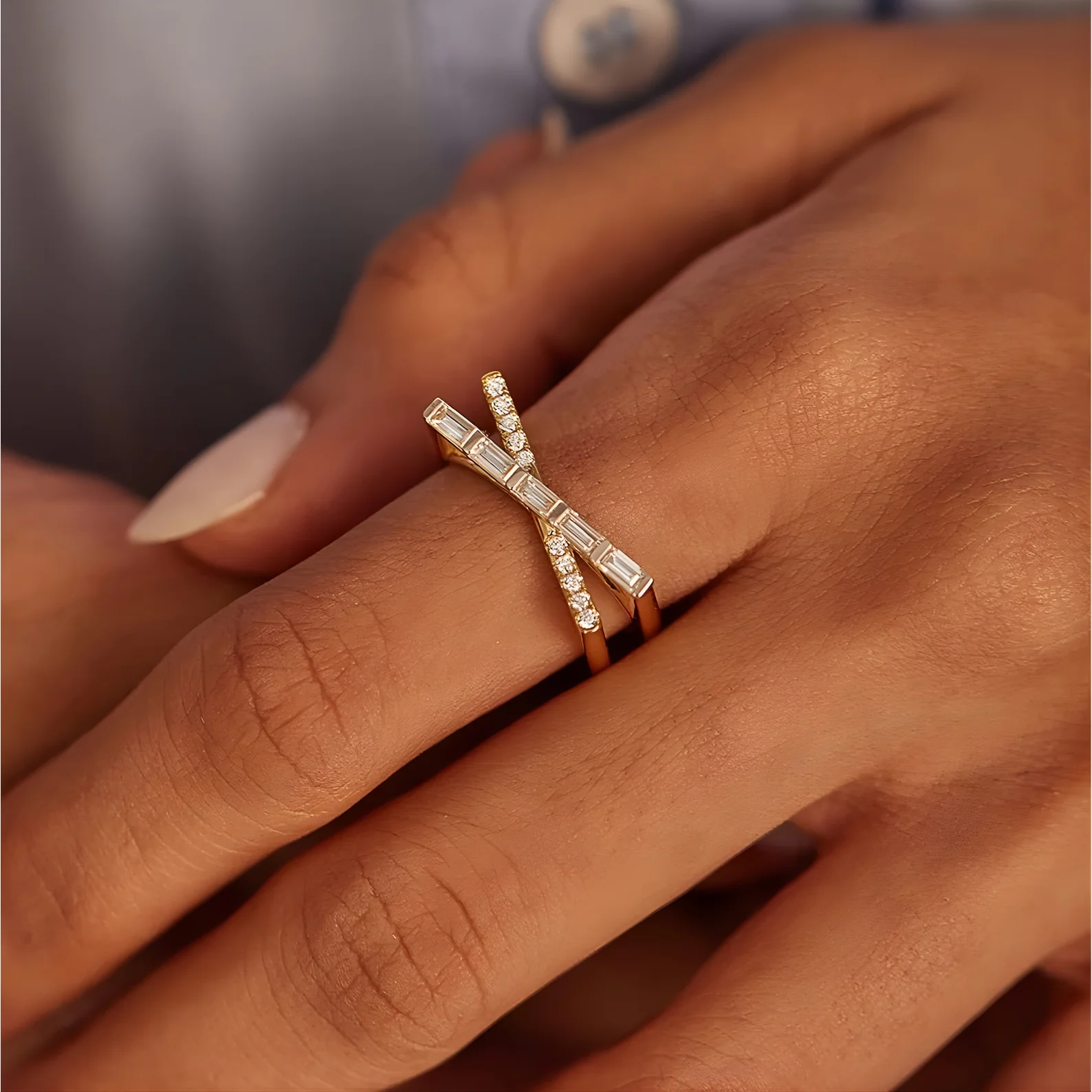 Golden Crossline Ring