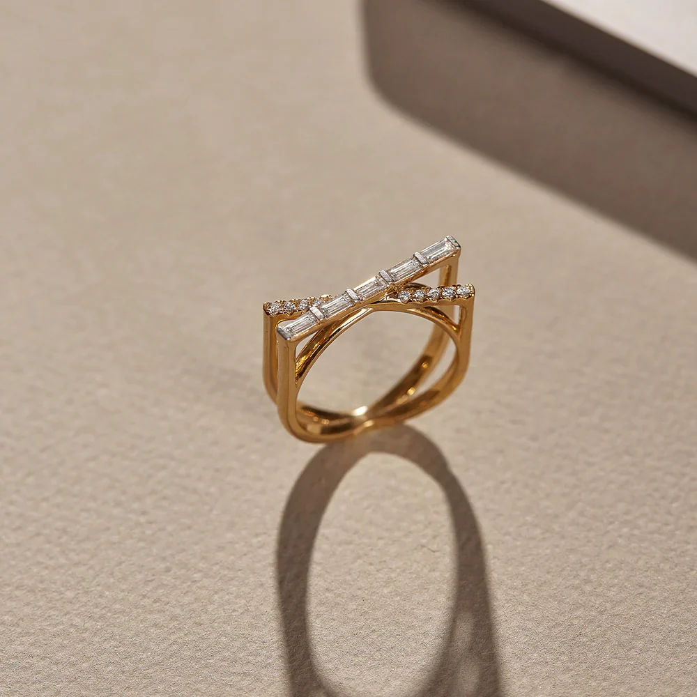 Golden Crossline Ring - Image 2