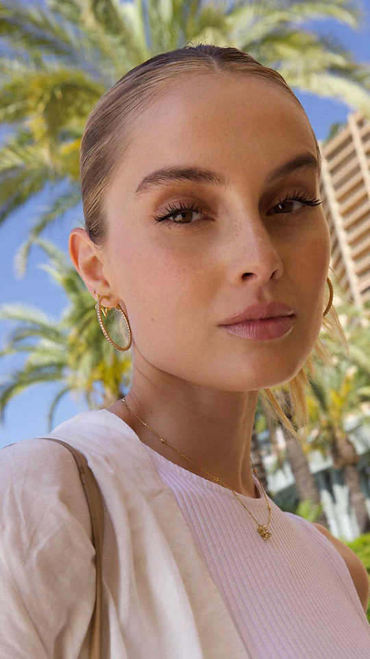 Glow Up Gold Plating Hoops Medium Size - Image 11