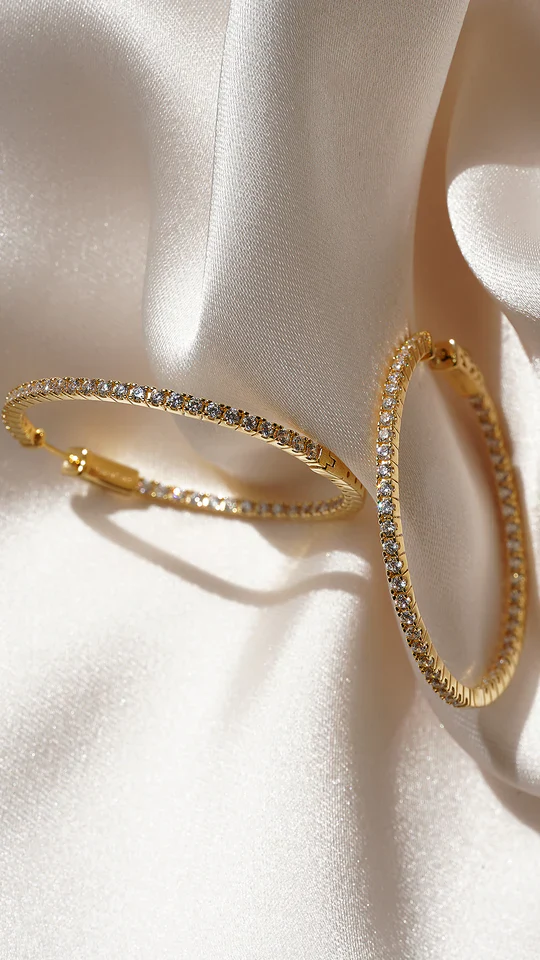 Glow Up Gold Plating Hoops Medium Size - Image 13