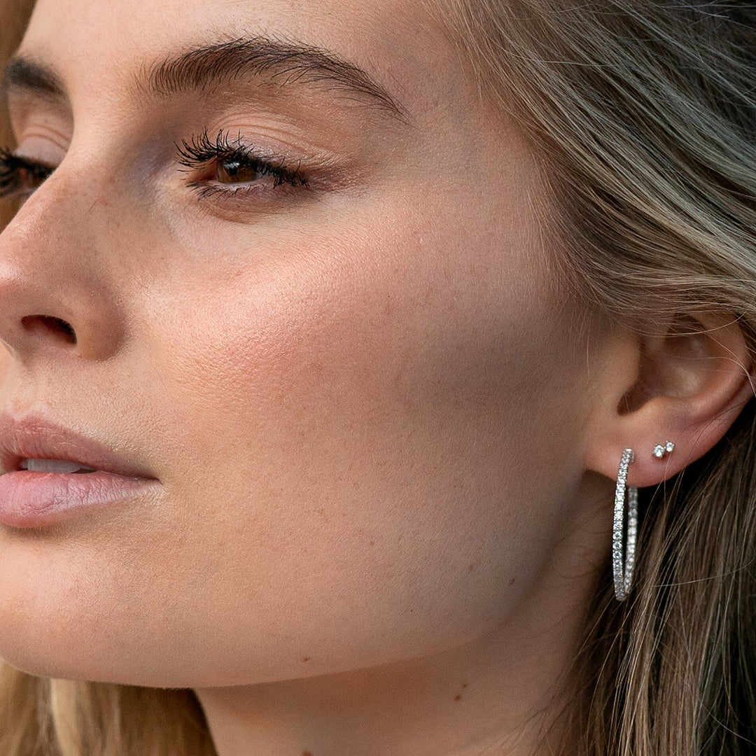 Glow Up Silver Hoops Medium Size - Image 3