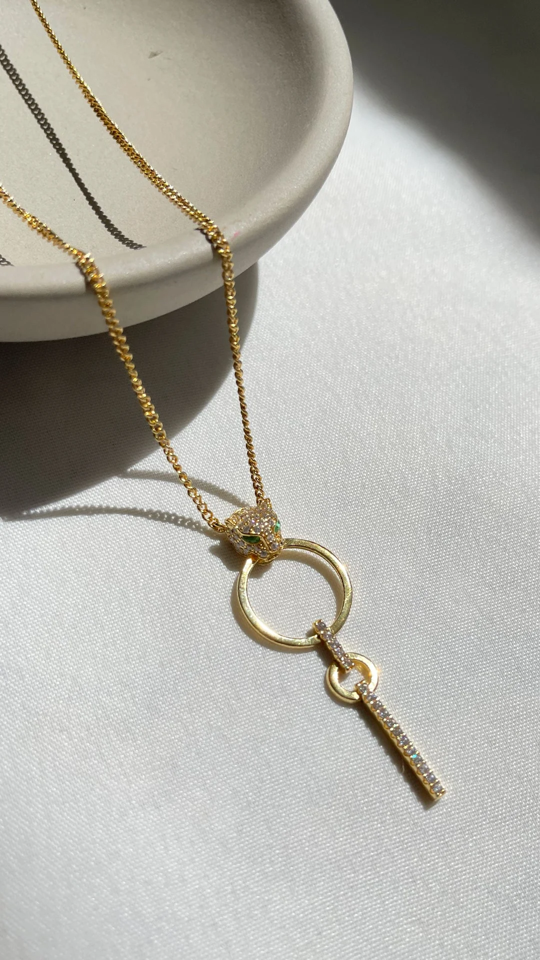 Gold Circle Dangle Tiger Necklace - Image 6