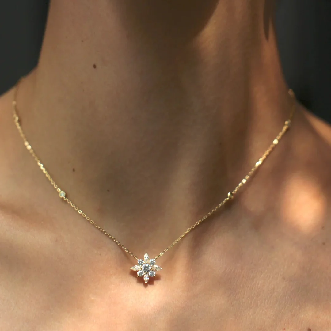 Golden Lilly Flower Necklace - Image 3